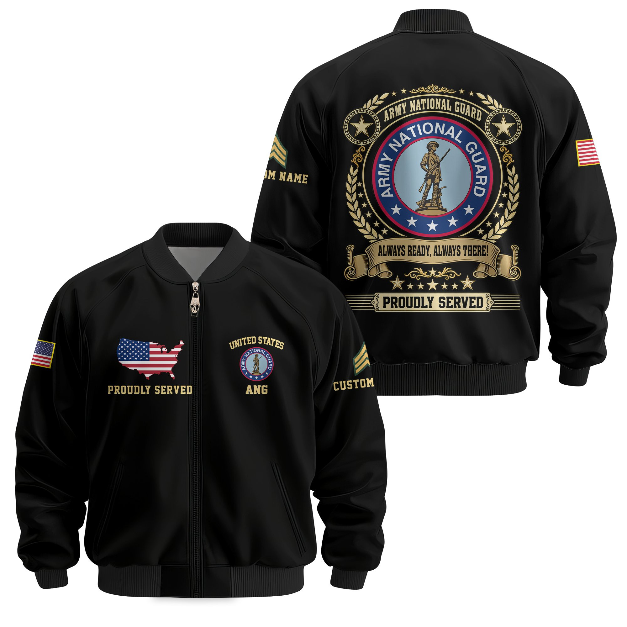 Premium Custom Army National Guard Veteran Bomber Jacket VPVC811198, Waterproof Windbreaker Coat, Army National Guard Veteran Gift, Veterans Day Gift