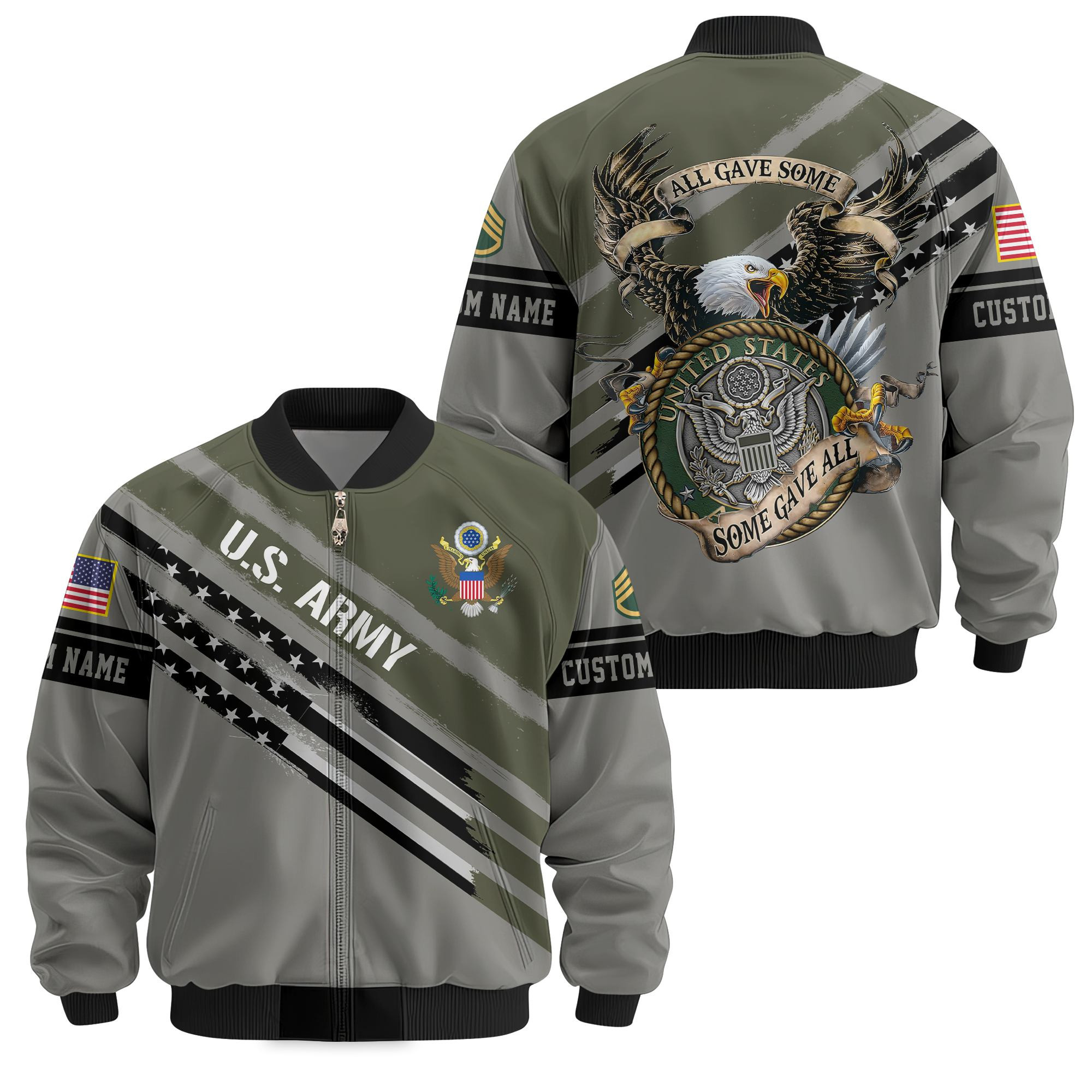 Premium Custom US Army Veteran Bomber Jacket VPVC811201, Waterproof Windbreaker Coat, Army Veteran Gift, Veterans Day Gift