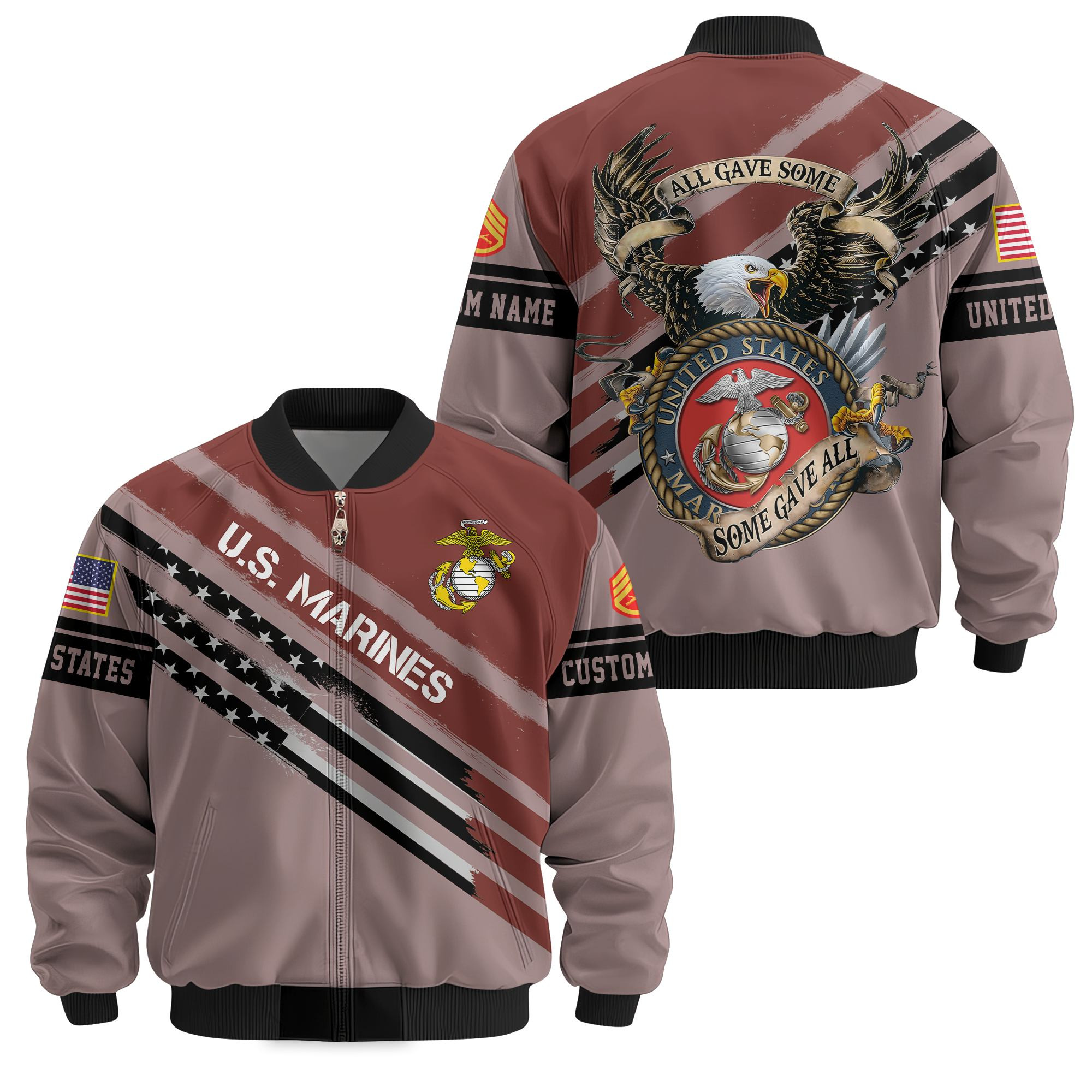 Premium Custom USMC Veteran Bomber Jacket VPVC811203, Waterproof Windbreaker Coat, Marine Veteran Gift, Veterans Day Gift