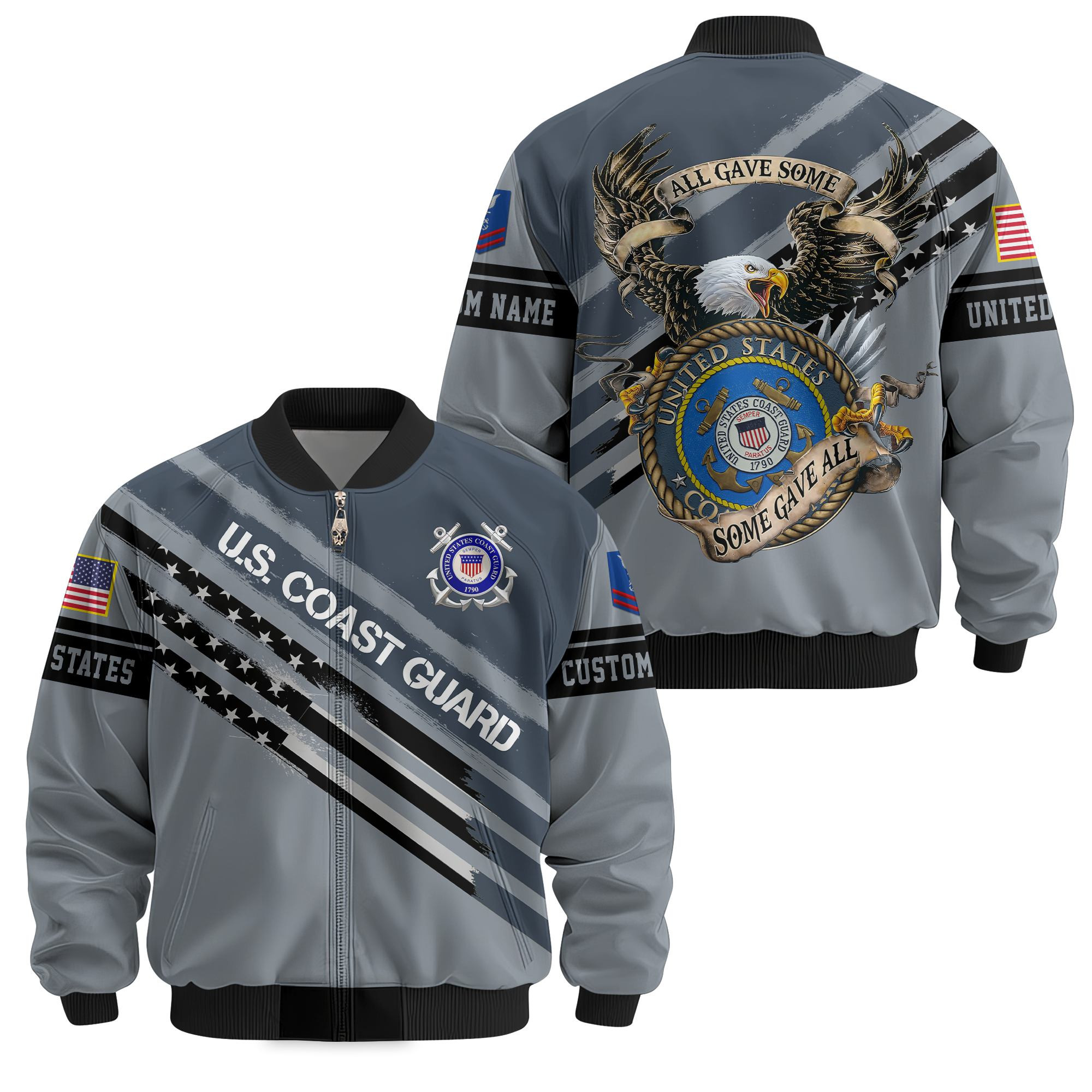 Premium Custom USCG Veteran Bomber Jacket VPVC811205, Waterproof Windbreaker Coat, Coast Guard Veteran Gift, Veterans Day Gift