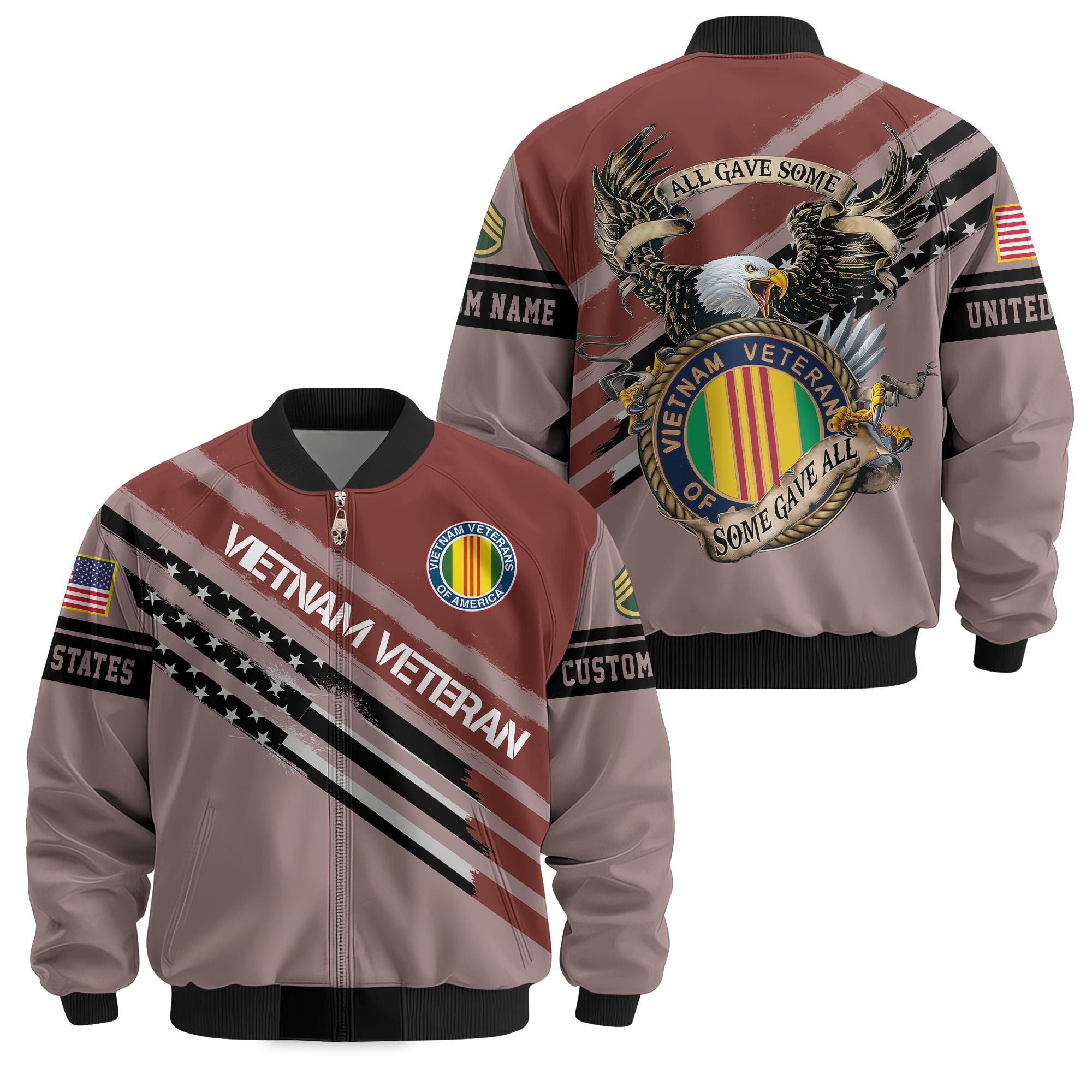 Premium Custom Vietnam Veteran Bomber Jacket VPVC811206, Waterproof Windbreaker Coat, Vietnam Veteran Gift, Veterans Day Gift
