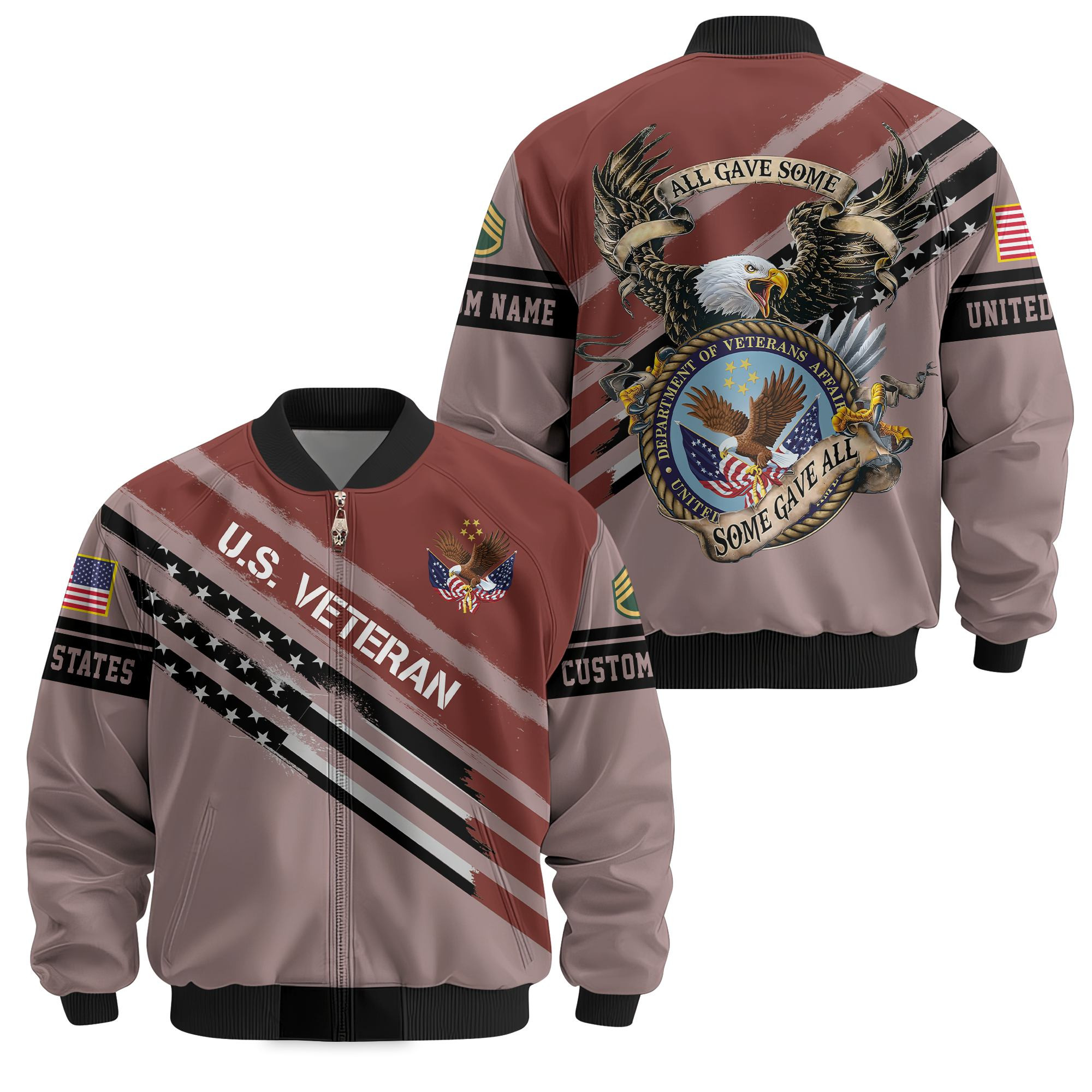 Premium Custom US Veteran Bomber Jacket VPVC811207, Waterproof Windbreaker Coat, US Veteran Gift, Veterans Day Gift