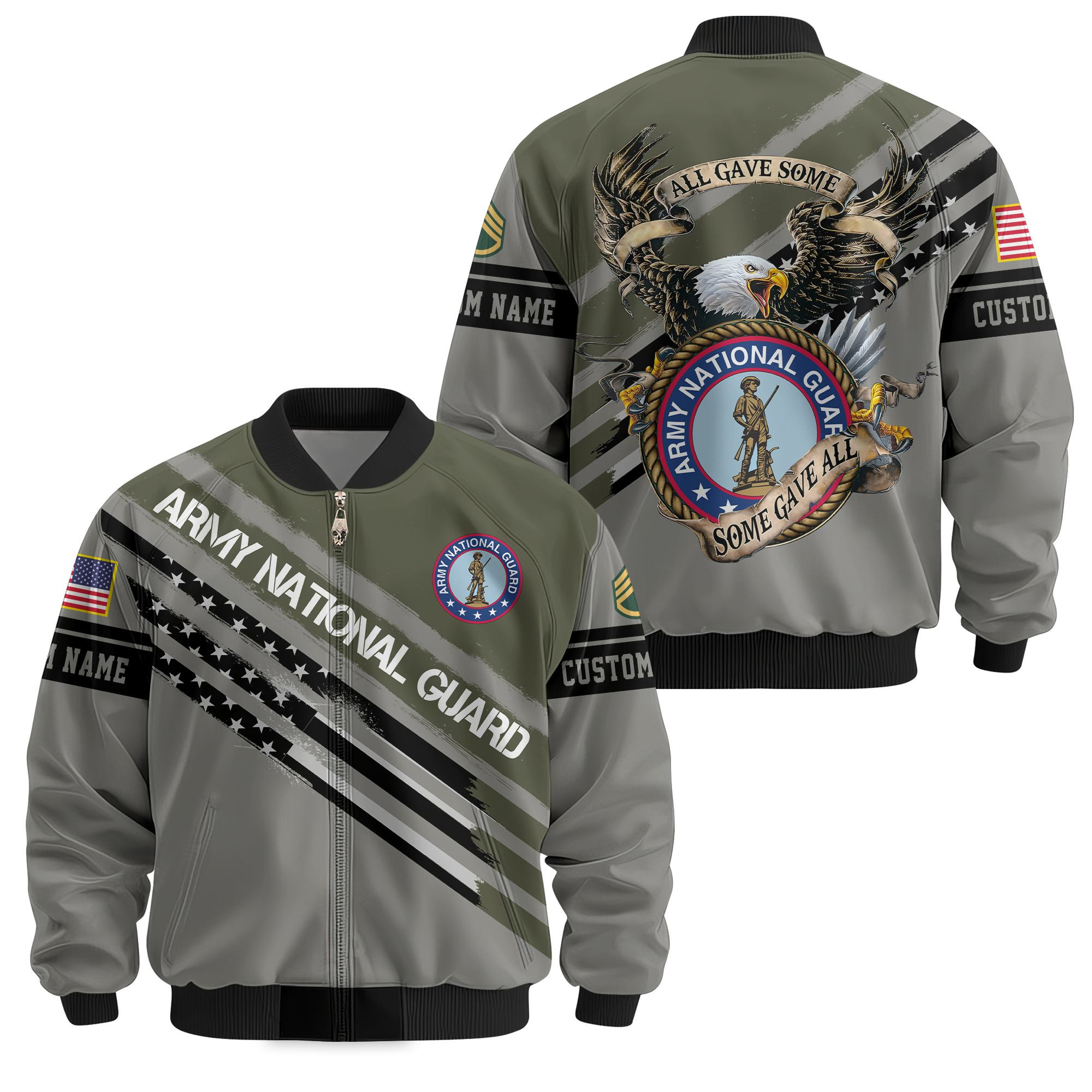 Premium Custom Army National Guard Veteran Bomber Jacket VPVC811208, Waterproof Windbreaker Coat, Army National Guard Veteran Gift, Veterans Day Gift