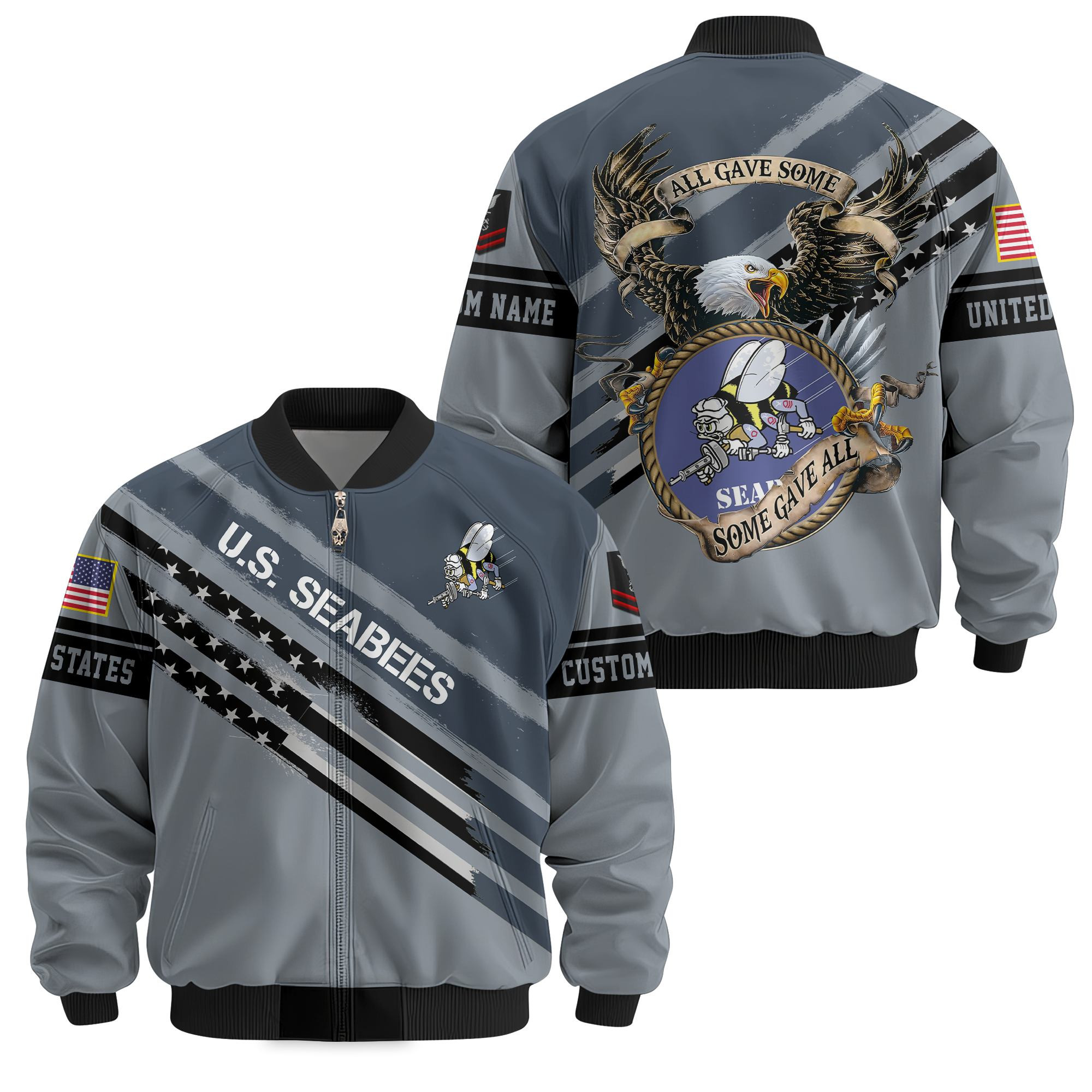 Premium Custom US Seabees Veteran Bomber Jacket VPVC811209, Waterproof Windbreaker Coat, Seabees Veteran Gift, Veterans Day Gift