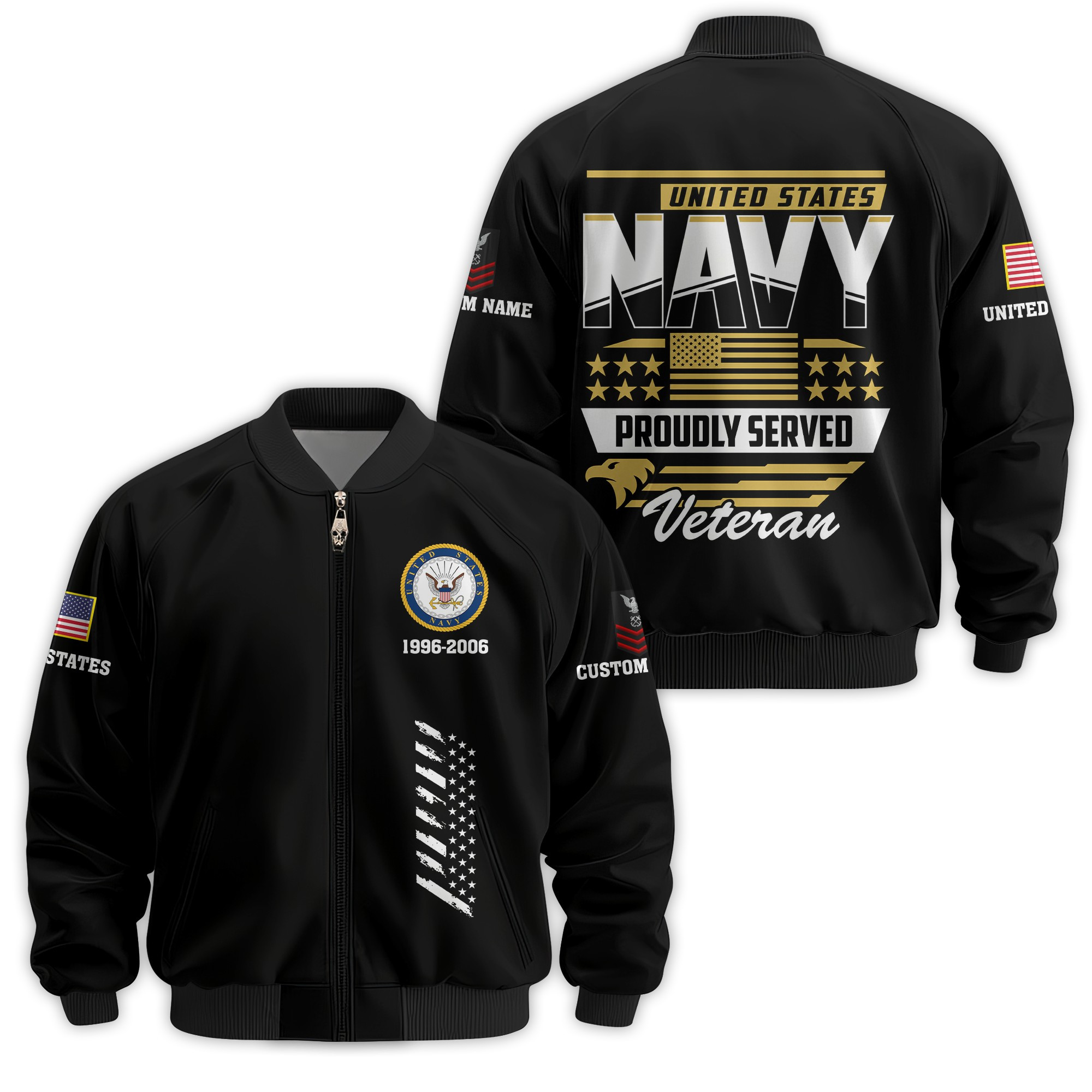 Premium Custom US Navy Veteran Bomber Jacket VPVC811232, Waterproof Windbreaker Coat, Navy Veteran Gift, Veterans Day Gift