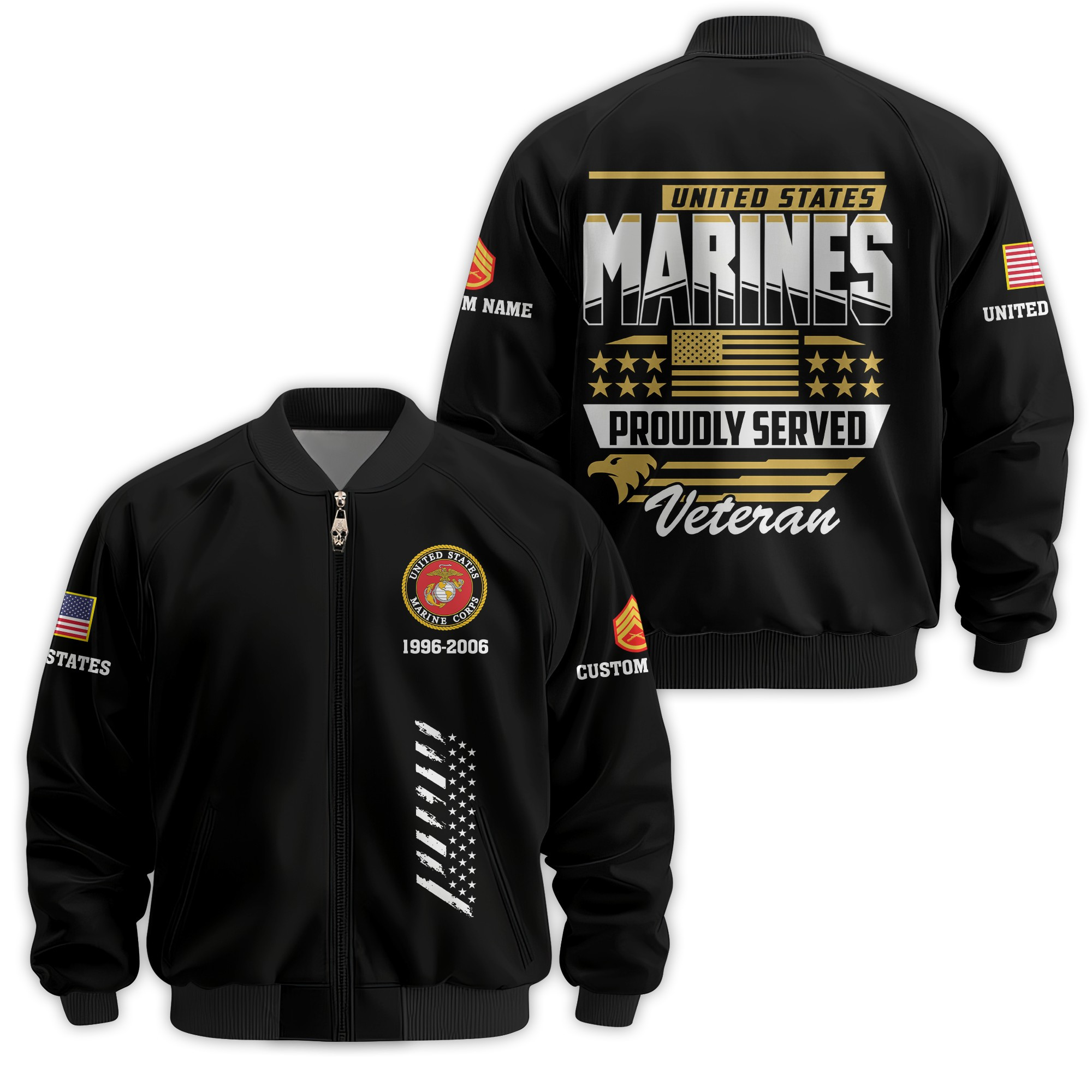 Premium Custom USMC Veteran Bomber Jacket VPVC811233, Waterproof Windbreaker Coat, Marine Veteran Gift, Veterans Day Gift