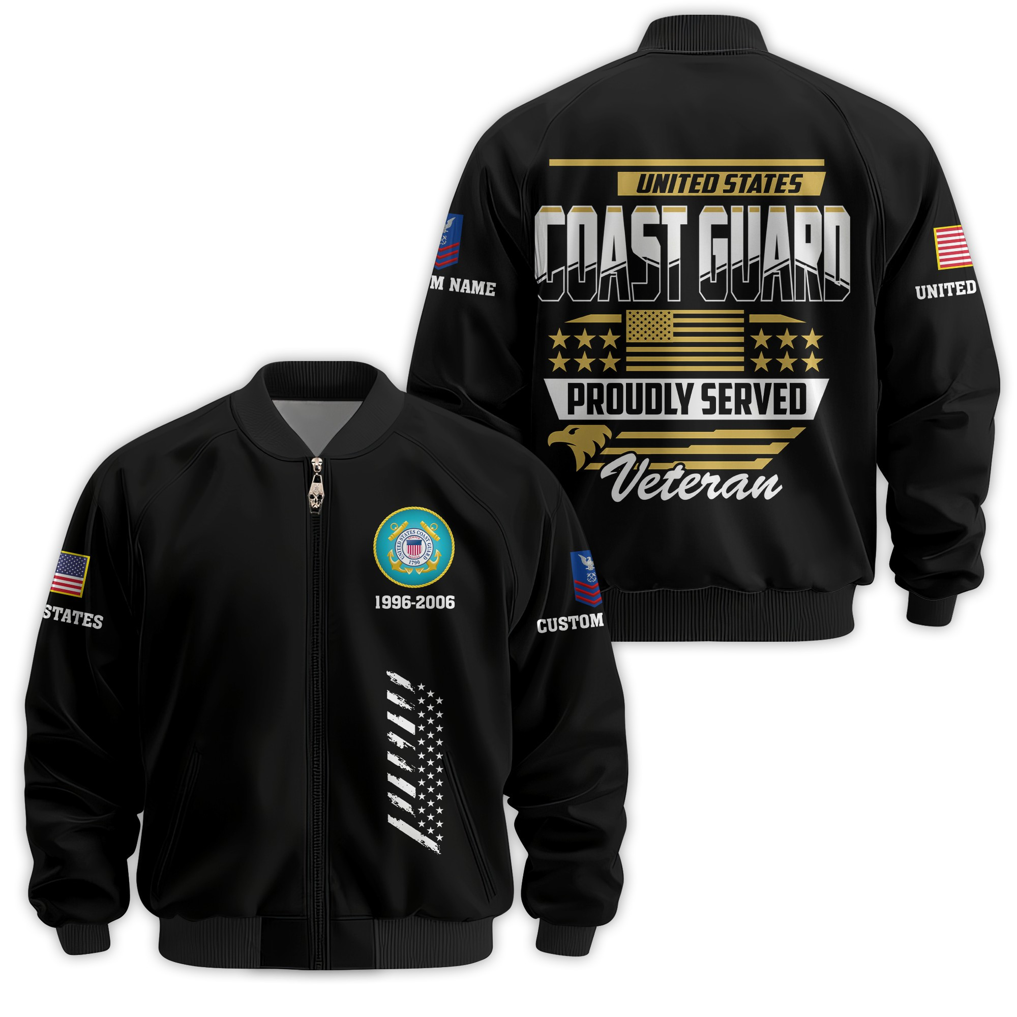 Premium Custom USCG Veteran Bomber Jacket VPVC811235, Waterproof Windbreaker Coat, Coast Guard Veteran Gift, Veterans Day Gift
