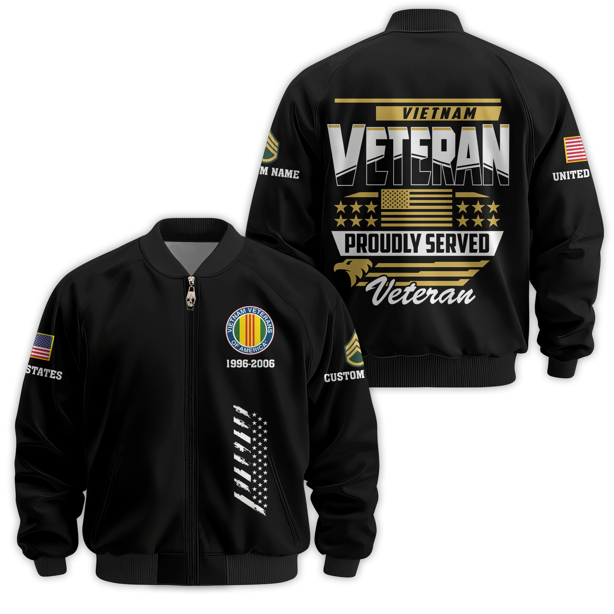 Premium Custom Vietnam Veteran Bomber Jacket VPVC811236, Waterproof Windbreaker Coat, Vietnam Veteran Gift, Veterans Day Gift