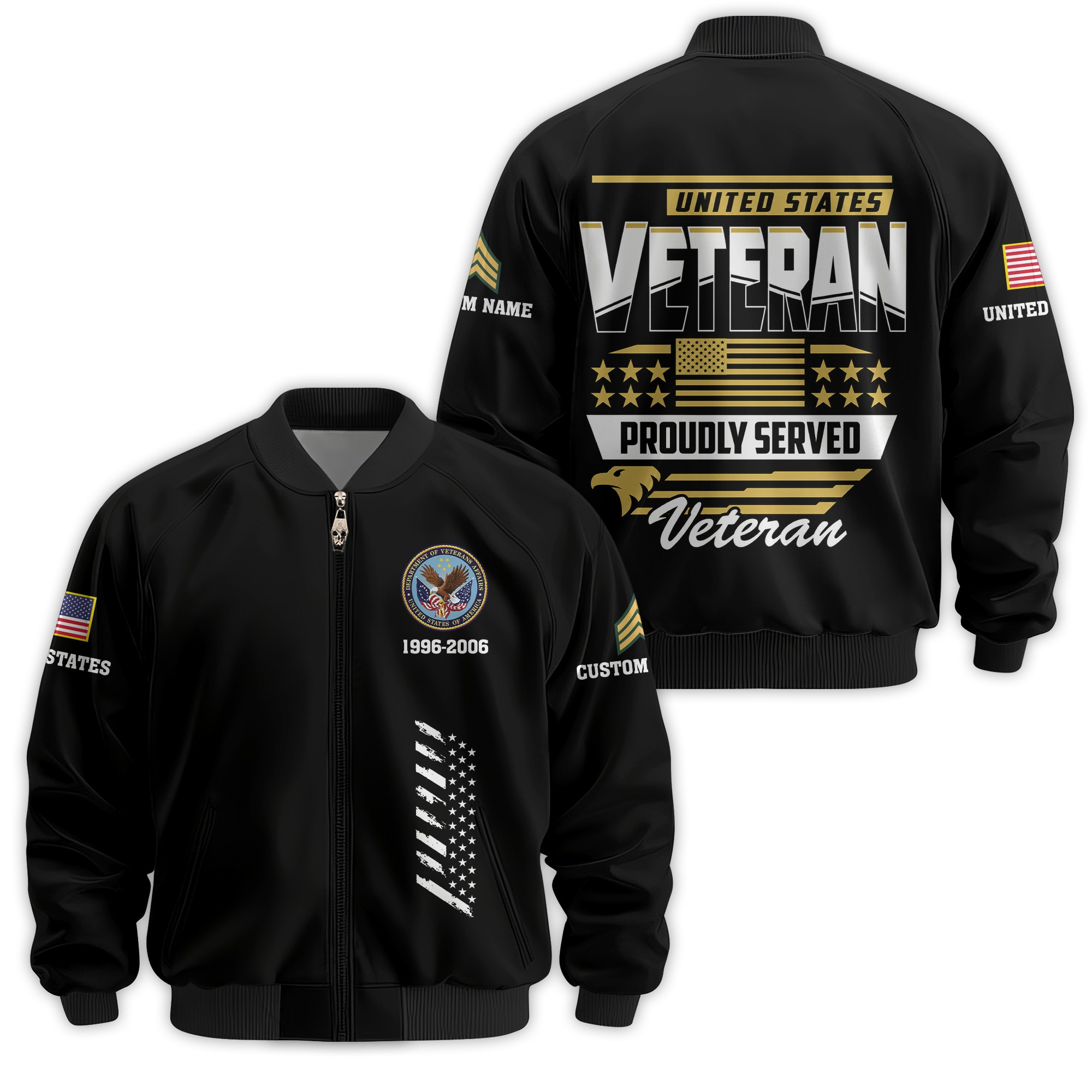 Premium Custom US Veteran Bomber Jacket VPVC811237, Waterproof Windbreaker Coat, US Veteran Gift, Veterans Day Gift