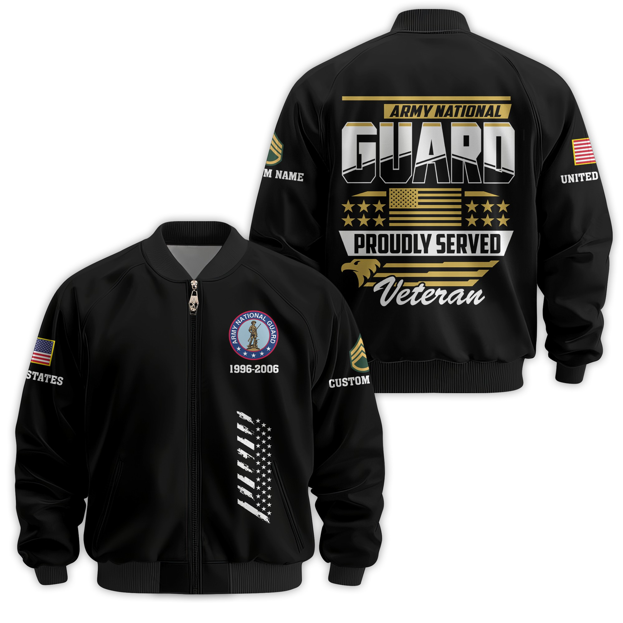 Premium Custom Army National Guard Veteran Bomber Jacket VPVC811238, Waterproof Windbreaker Coat, Army National Guard Veteran Gift, Veterans Day Gift