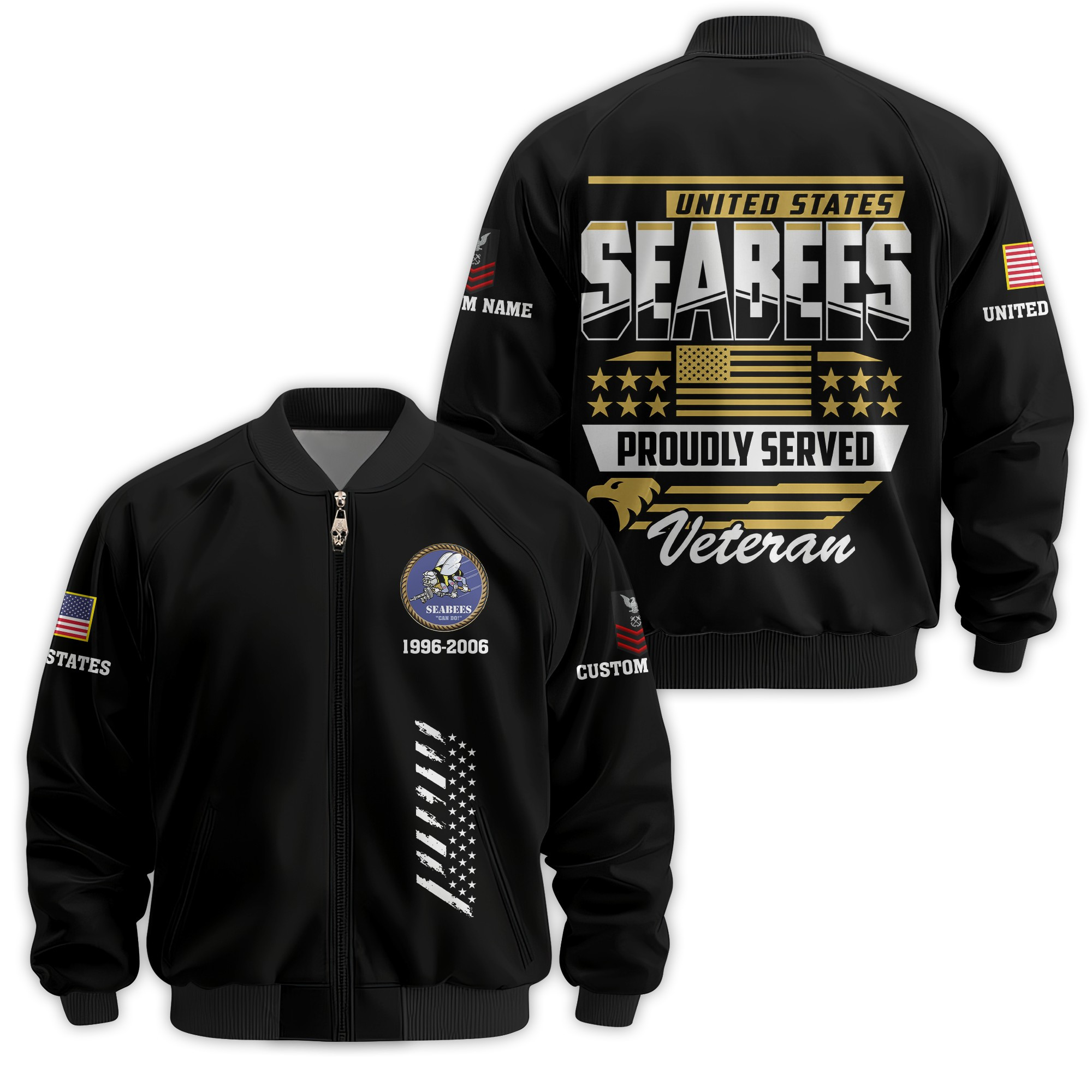 Premium Custom US Seabees Veteran Bomber Jacket VPVC811239, Waterproof Windbreaker Coat, Seabees Veteran Gift, Veterans Day Gift