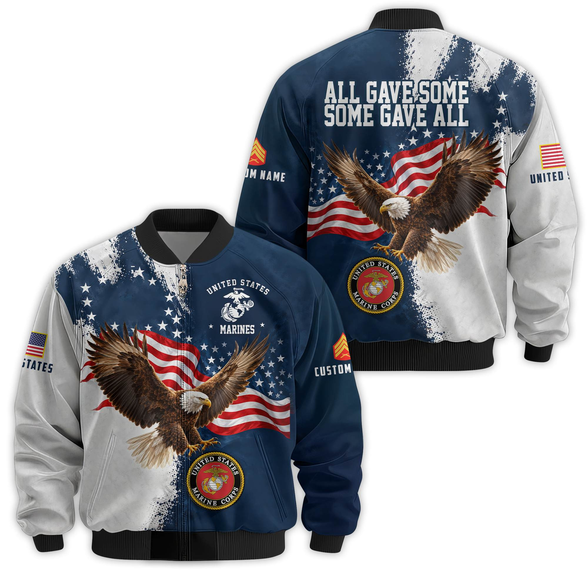 Premium Custom USMC Veteran Bomber Jacket VPVC811243, Waterproof Windbreaker Coat, Marine Veteran Gift, Veterans Day Gift