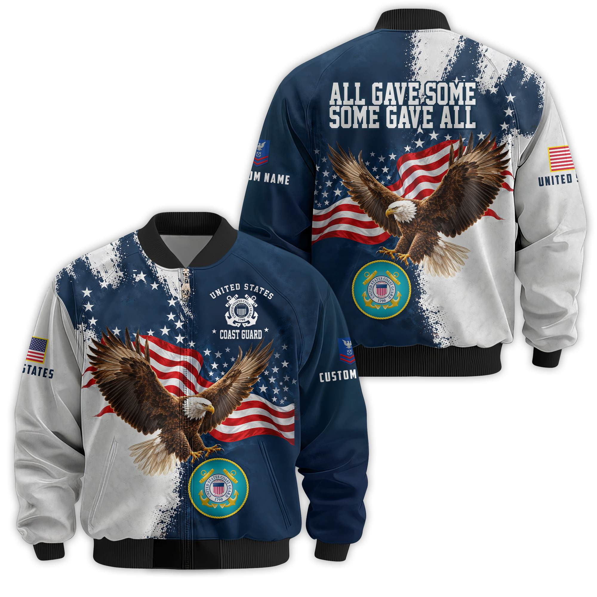 Premium Custom USCG Veteran Bomber Jacket VPVC811245, Waterproof Windbreaker Coat, Coast Guard Veteran Gift, Veterans Day Gift