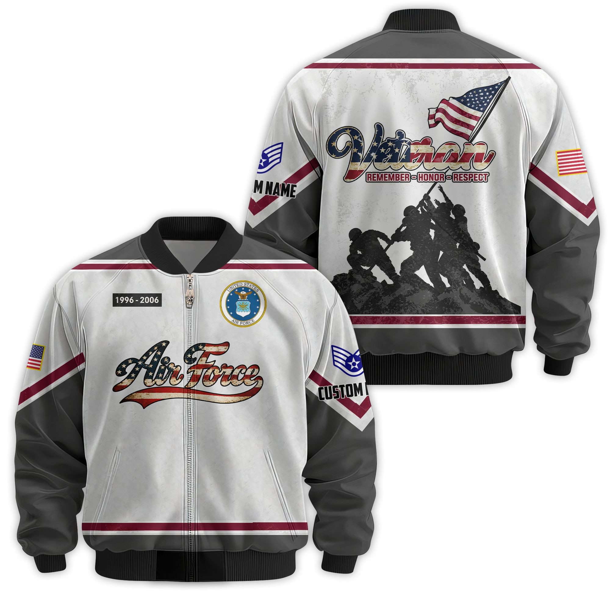 Premium Custom USAF Veteran Bomber Jacket VPVC811254, Waterproof Windbreaker Coat, Air Force Veteran Gift, Veterans Day Gift