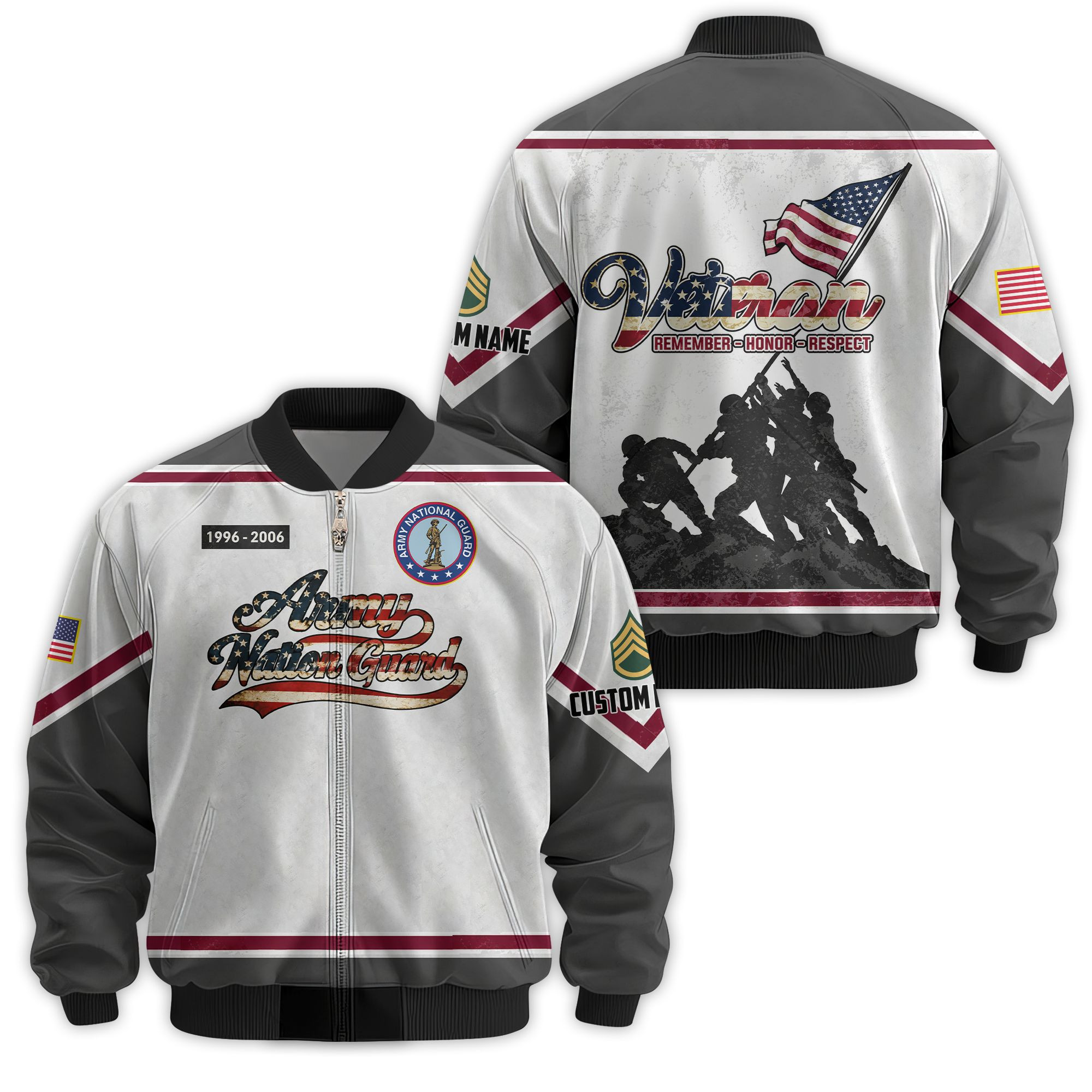Premium Custom Army National Guard Veteran Bomber Jacket VPVC811258, Waterproof Windbreaker Coat, Army National Guard Veteran Gift, Veterans Day Gift