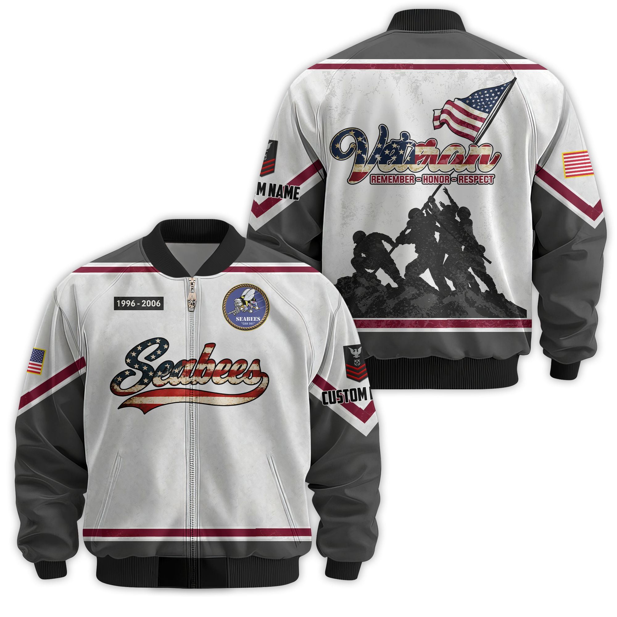 Premium Custom US Seabees Veteran Bomber Jacket VPVC811259, Waterproof Windbreaker Coat, Seabees Veteran Gift, Veterans Day Gift