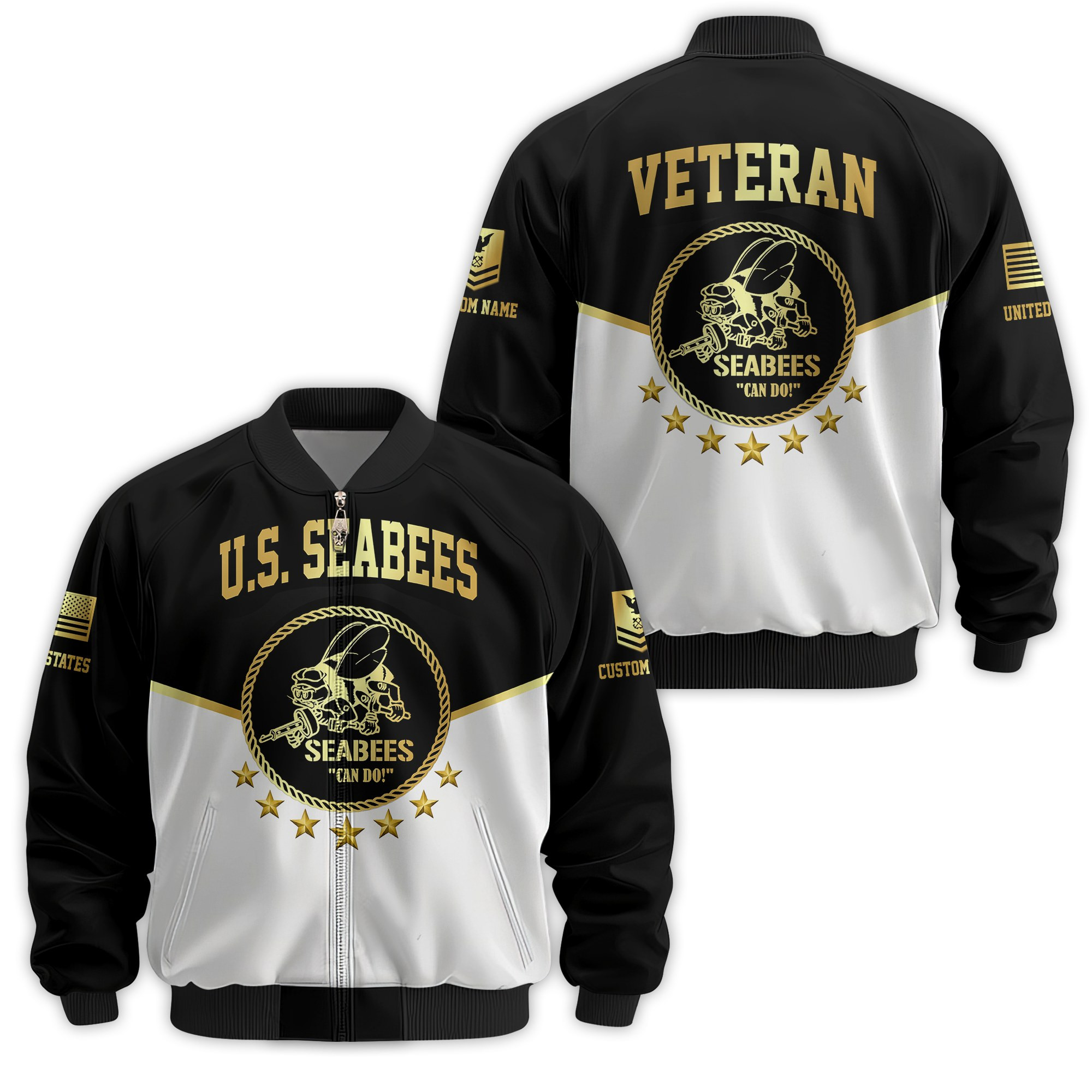 Premium Custom US Seabees Veteran Bomber Jacket VPVC811269, Waterproof Windbreaker Coat, Seabees Veteran Gift, Veterans Day Gift