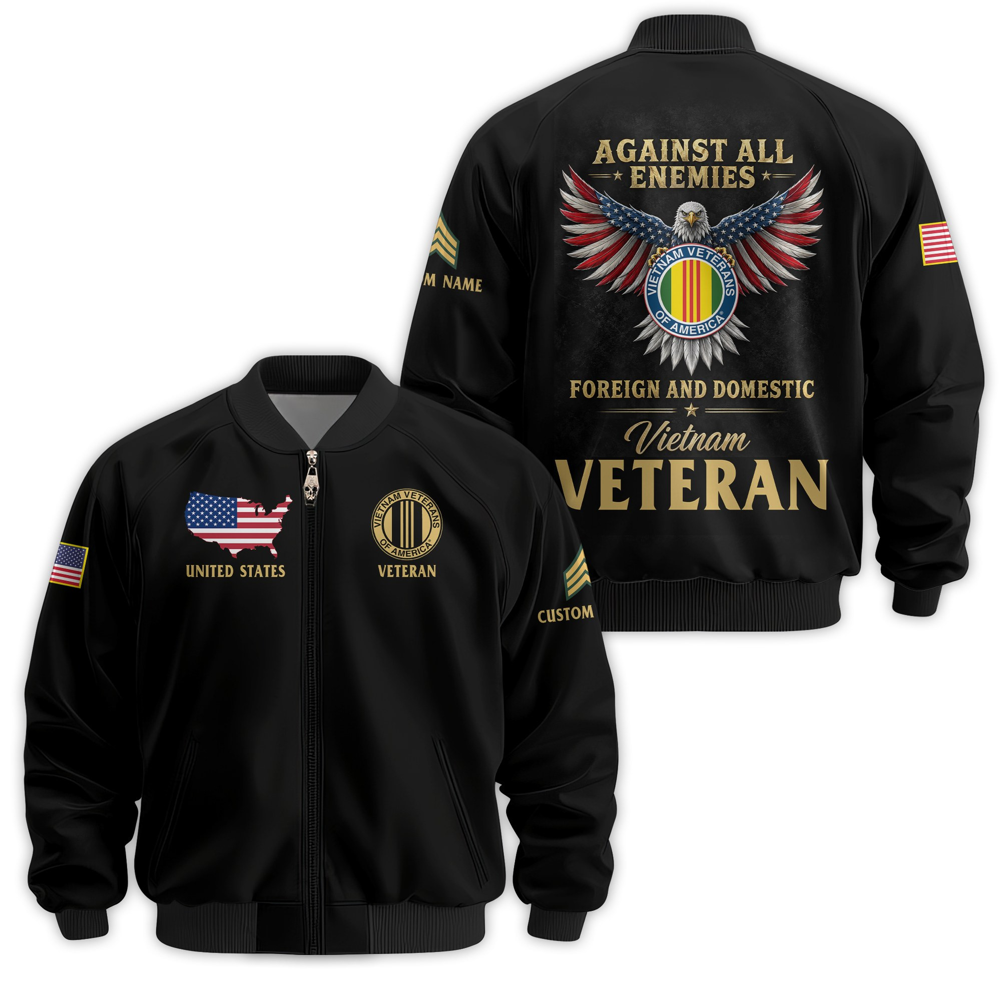 Premium Custom Vietnam Veteran Bomber Jacket VPVC811276, Waterproof Windbreaker Coat, Vietnam Veteran Gift, Veterans Day Gift