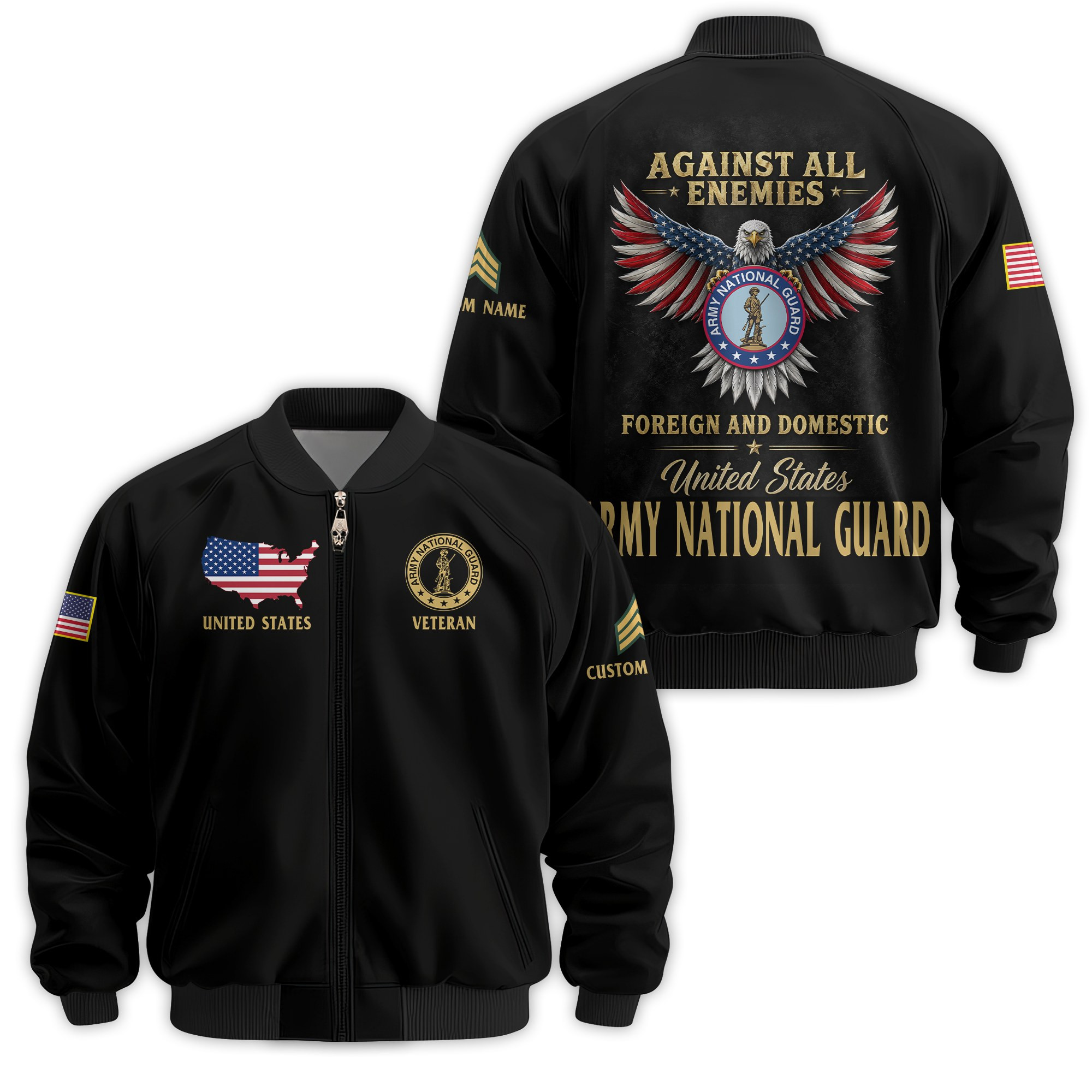 Premium Custom Army National Guard Veteran Bomber Jacket VPVC811278, Waterproof Windbreaker Coat, Army National Guard Veteran Gift, Veterans Day Gift