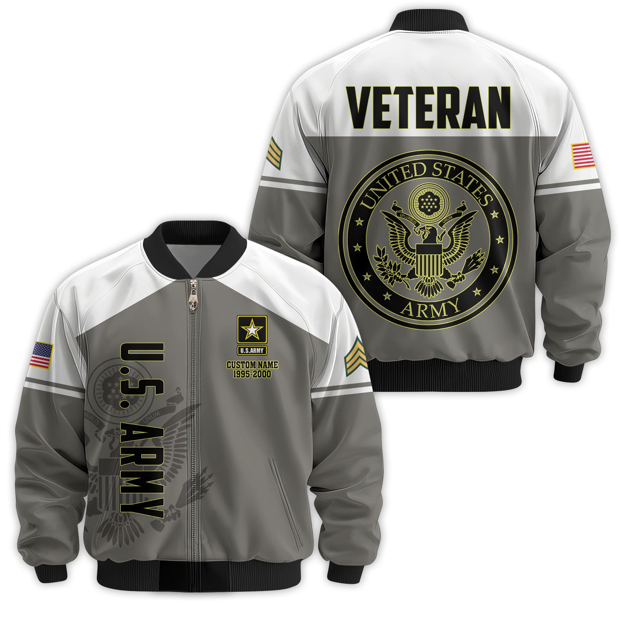 Premium Custom US Army Veteran Bomber Jacket VPVC811281, Waterproof Windbreaker Coat, Army Veteran Gift, Veterans Day Gift