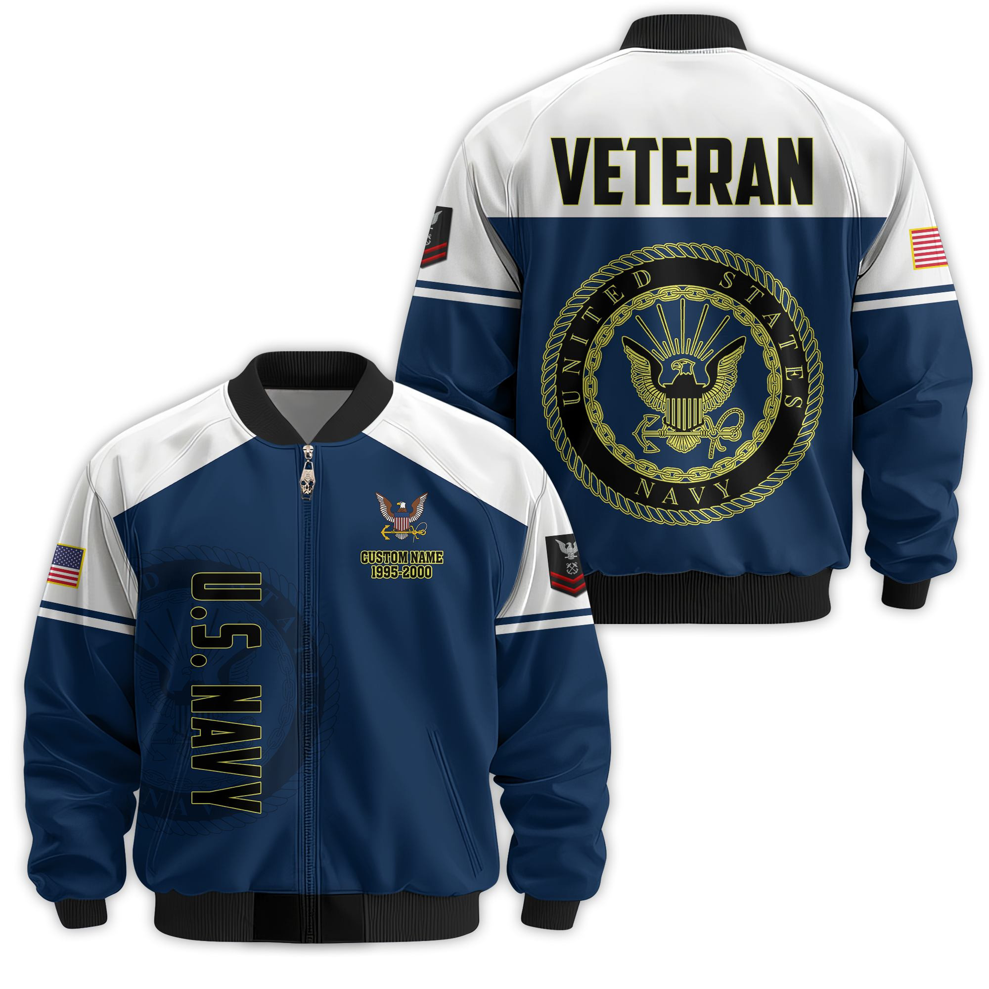 Premium Custom US Navy Veteran Bomber Jacket VPVC811282, Waterproof Windbreaker Coat, Navy Veteran Gift, Veterans Day Gift
