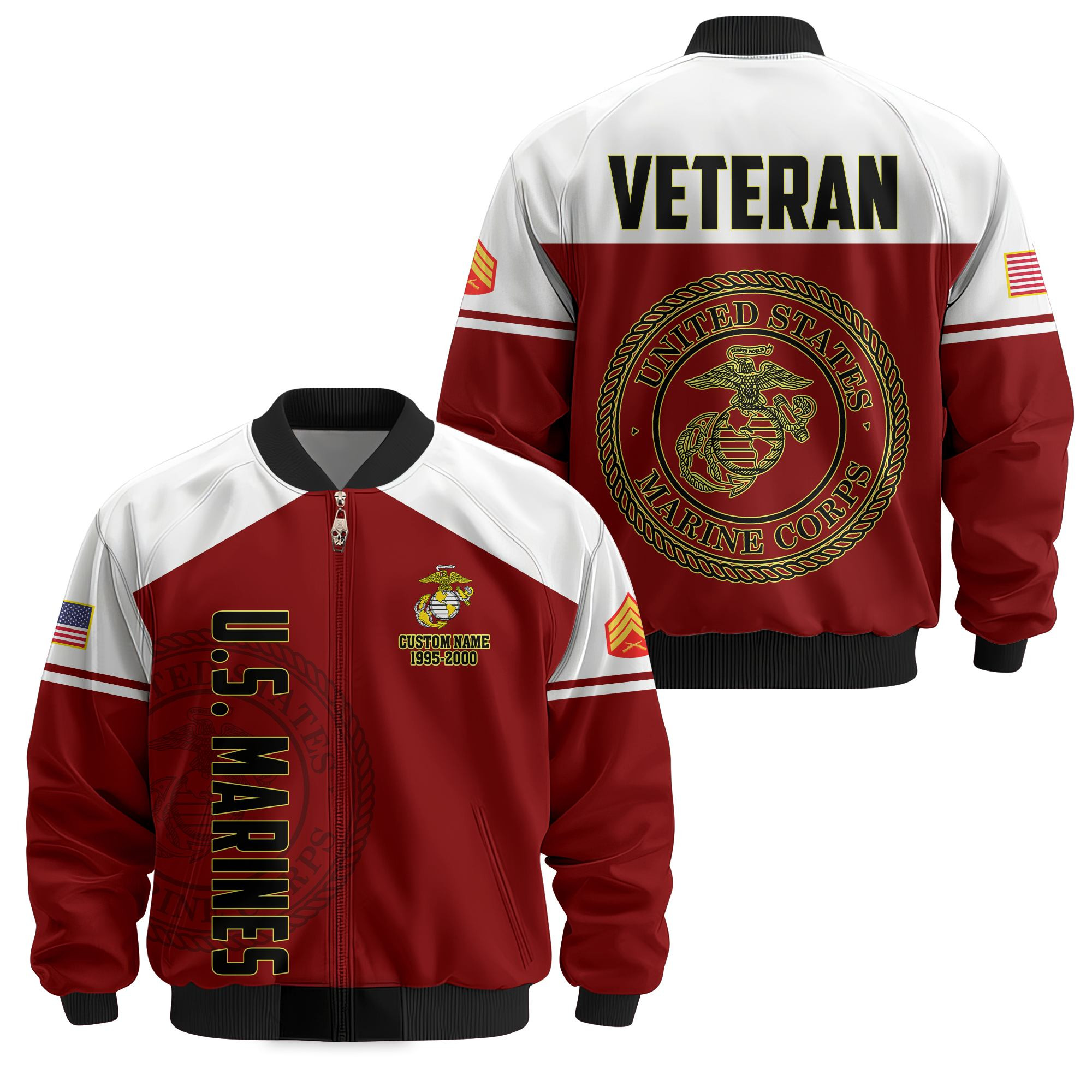 Premium Custom USMC Veteran Bomber Jacket VPVC811283, Waterproof Windbreaker Coat, Marine Veteran Gift, Veterans Day Gift