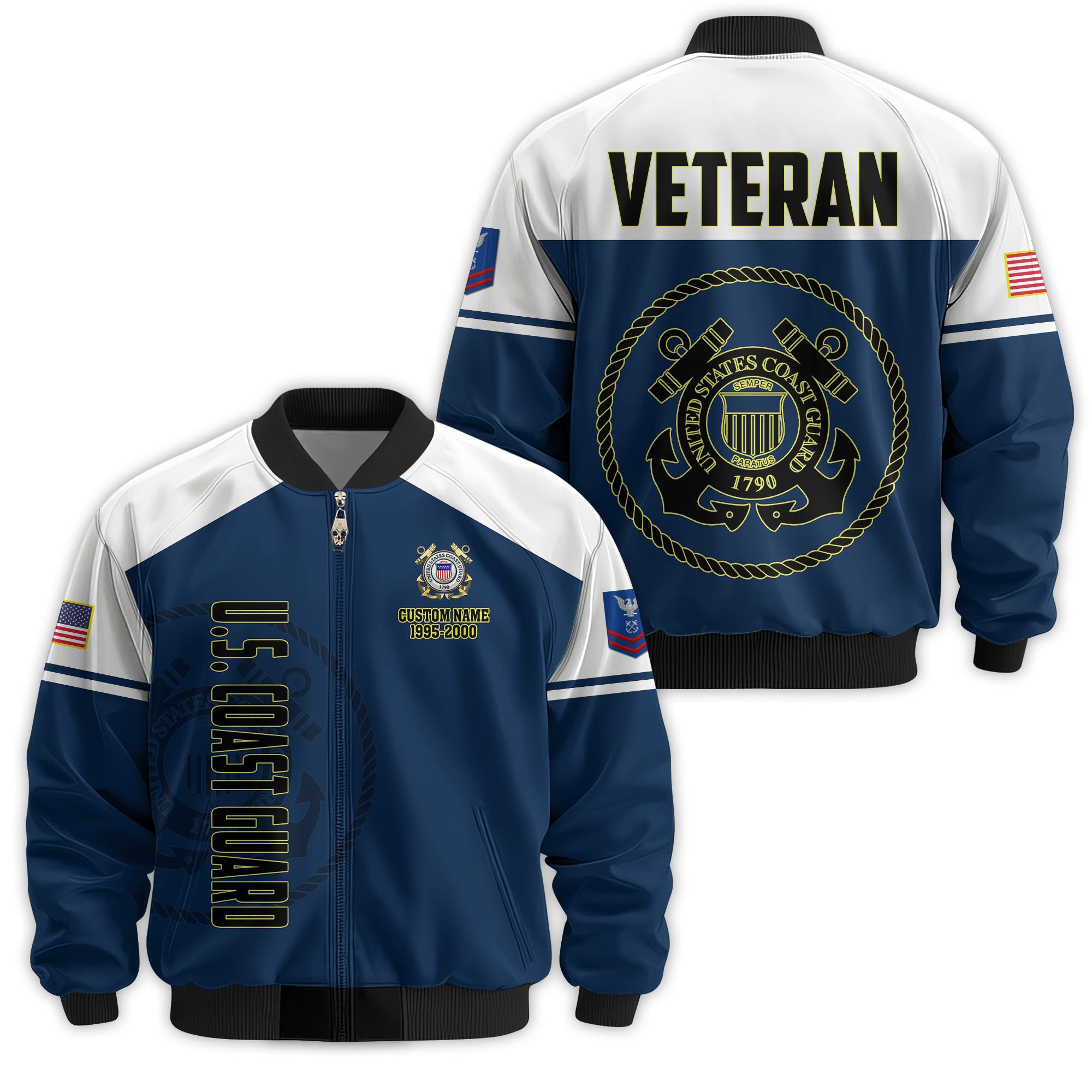 Premium Custom USCG Veteran Bomber Jacket VPVC811285, Waterproof Windbreaker Coat, Coast Guard Veteran Gift, Veterans Day Gift