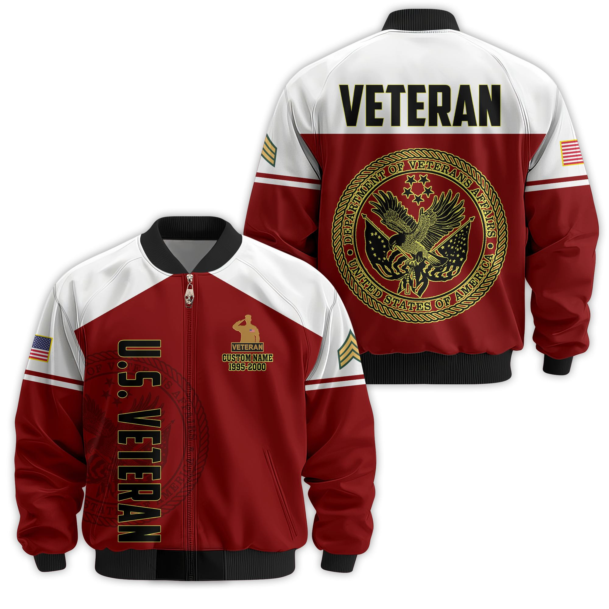 Premium Custom US Veteran Bomber Jacket VPVC811287, Waterproof Windbreaker Coat, US Veteran Gift, Veterans Day Gift