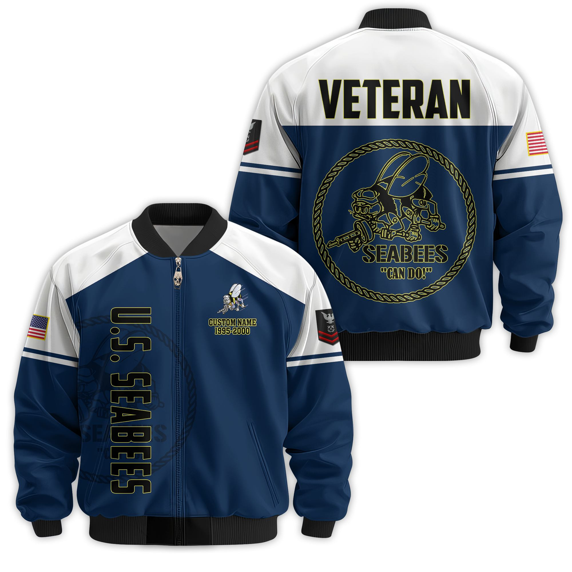 Premium Custom US Seabees Veteran Bomber Jacket VPVC811289, Waterproof Windbreaker Coat, Seabees Veteran Gift, Veterans Day Gift