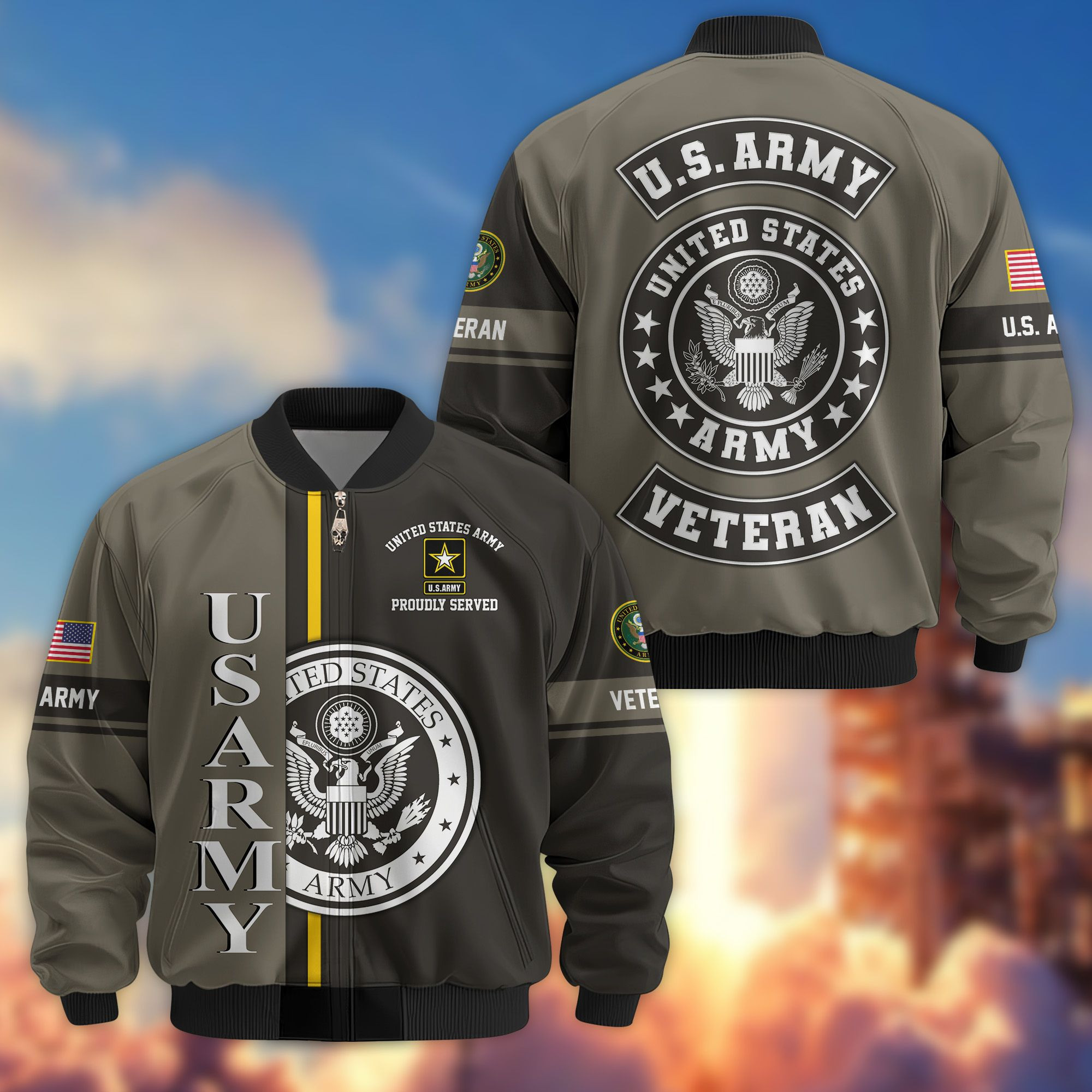Premium US Veteran Bomber Jacket CPHN180911, Waterproof Windbreaker Coat, US Veteran Gift, Veterans Day Gift