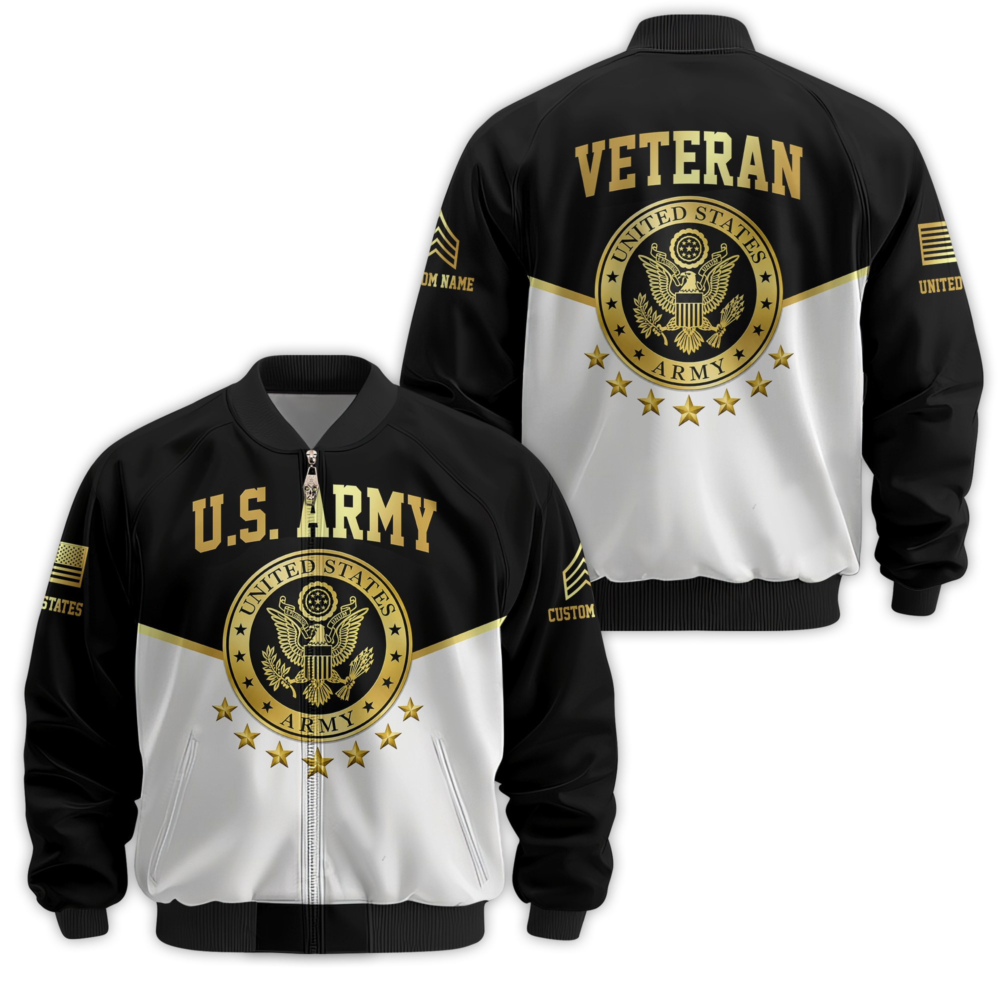 Premium Custom US Army Veteran Bomber Jacket VPVC811261, Waterproof Windbreaker Coat, Army Veteran Gift, Veterans Day Gift
