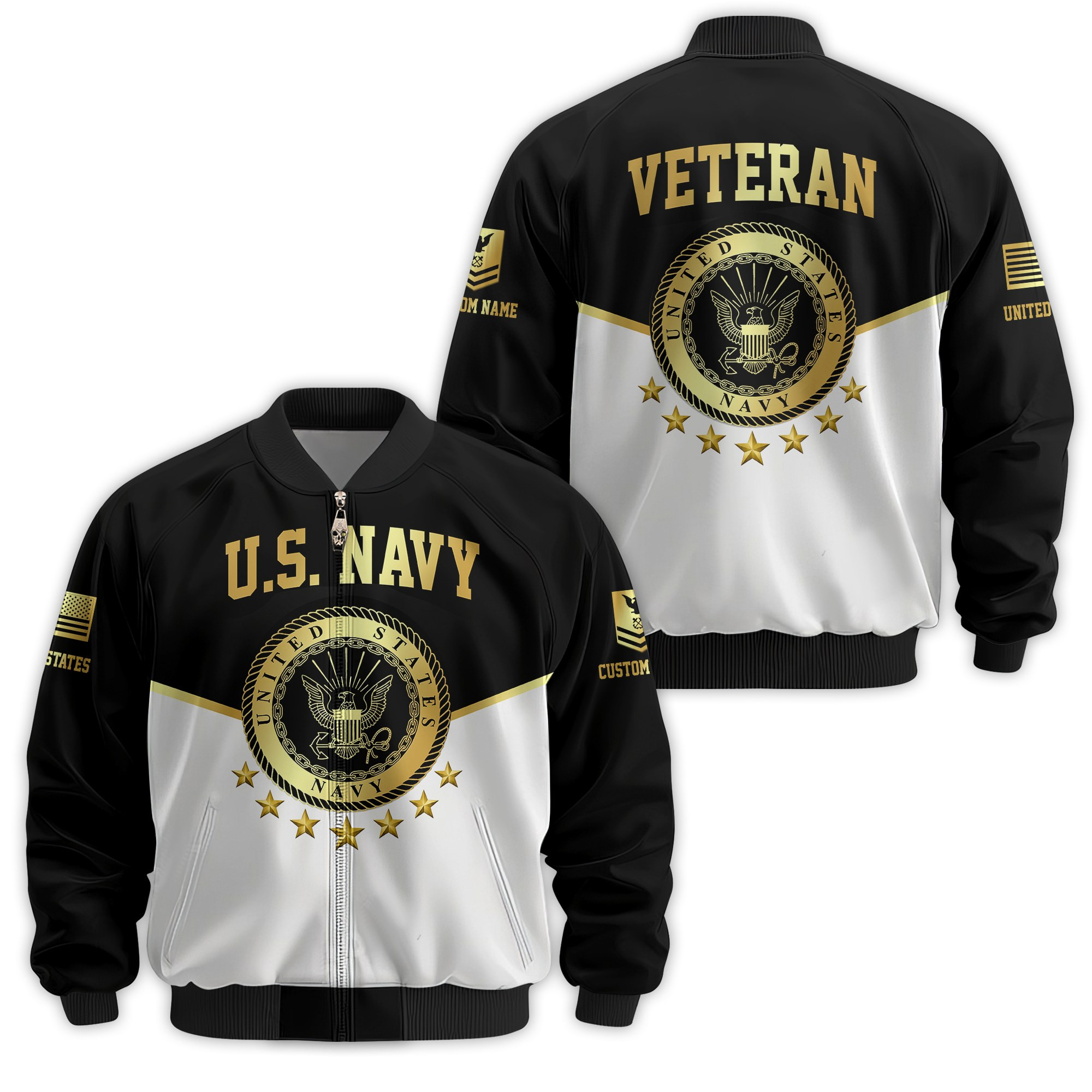 Premium Custom US Navy Veteran Bomber Jacket VPVC811262, Waterproof Windbreaker Coat, Navy Veteran Gift, Veterans Day Gift