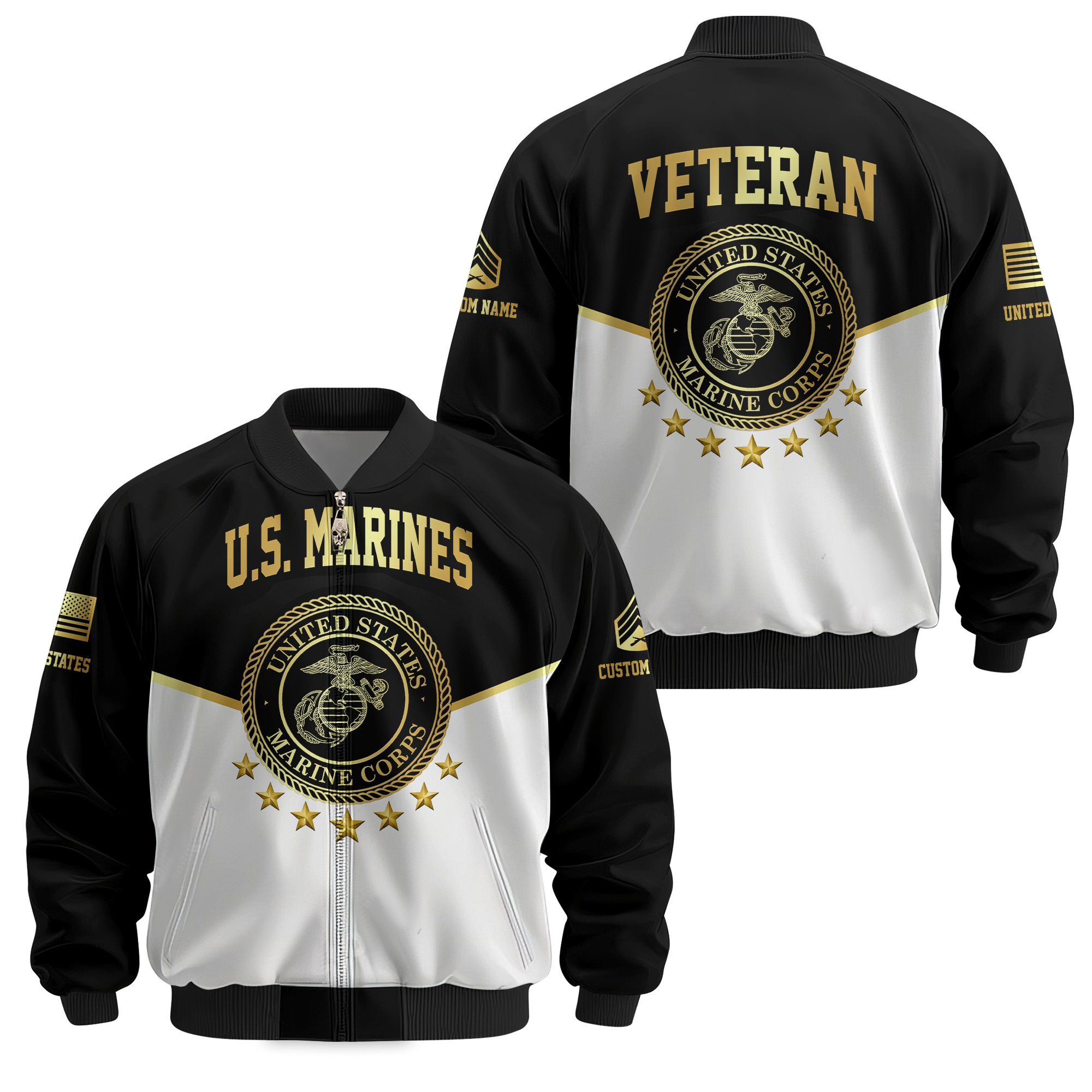 Premium Custom USMC Veteran Bomber Jacket VPVC811263, Waterproof Windbreaker Coat, Marine Veteran Gift, Veterans Day Gift
