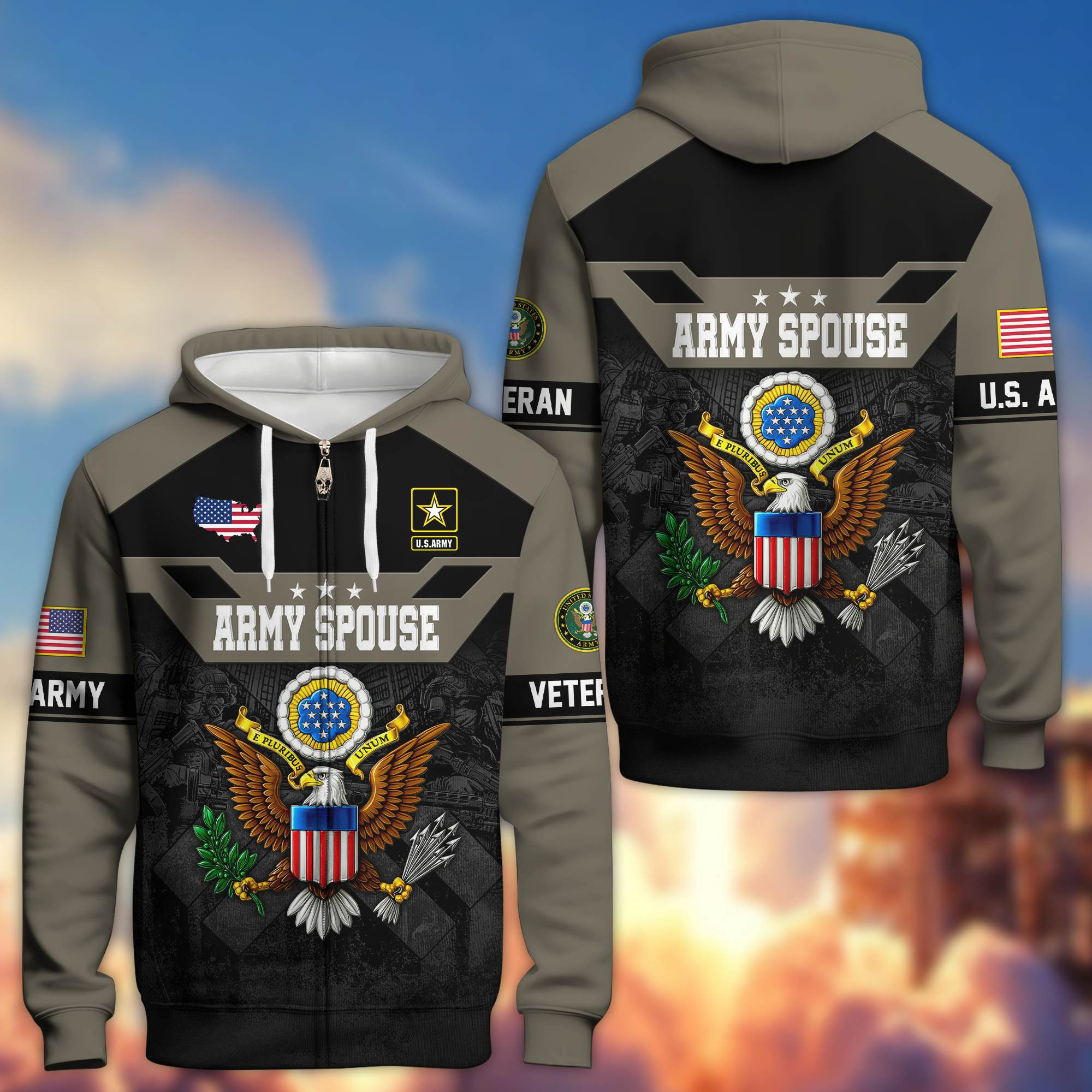 Premium US Army Spouse Zip Up Hoodie DPVC220911