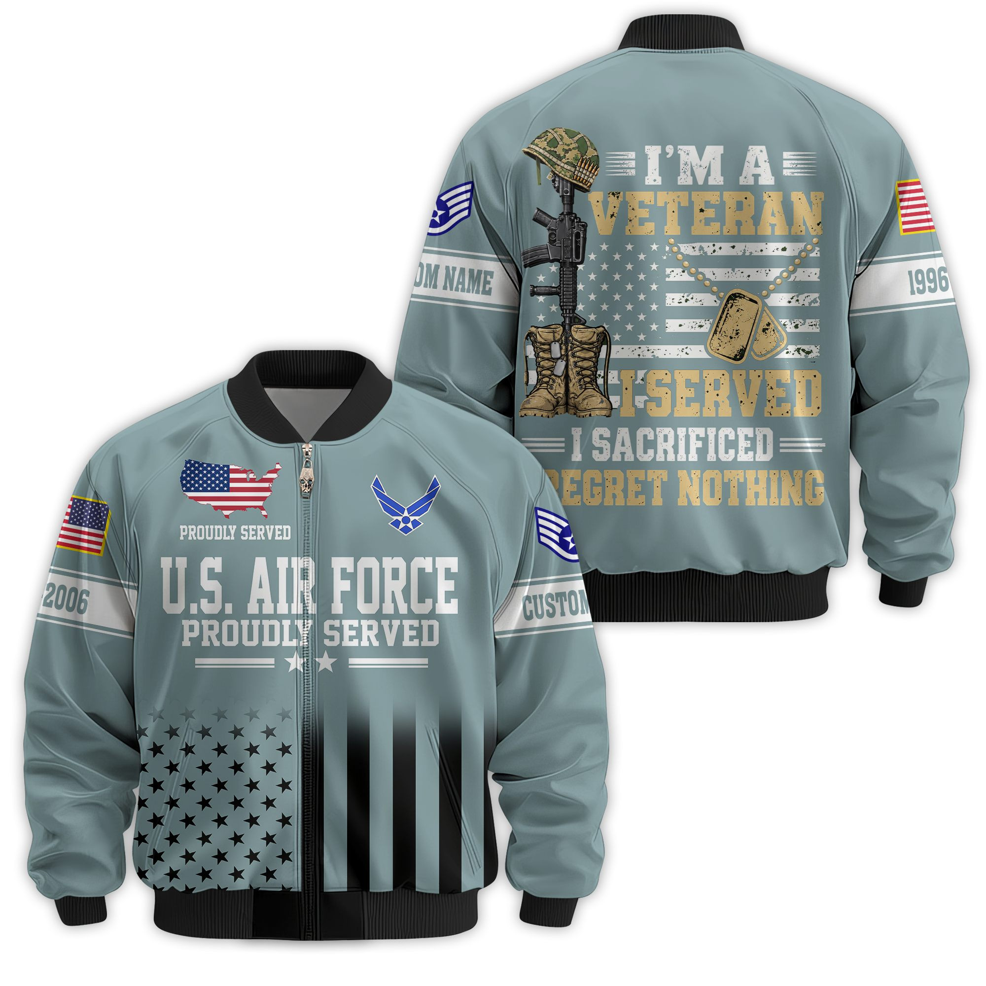 Premium Custom USAF Veteran Bomber Jacket VPVC811304, Waterproof Windbreaker Coat, Air Force Veteran Gift, Veterans Day Gift