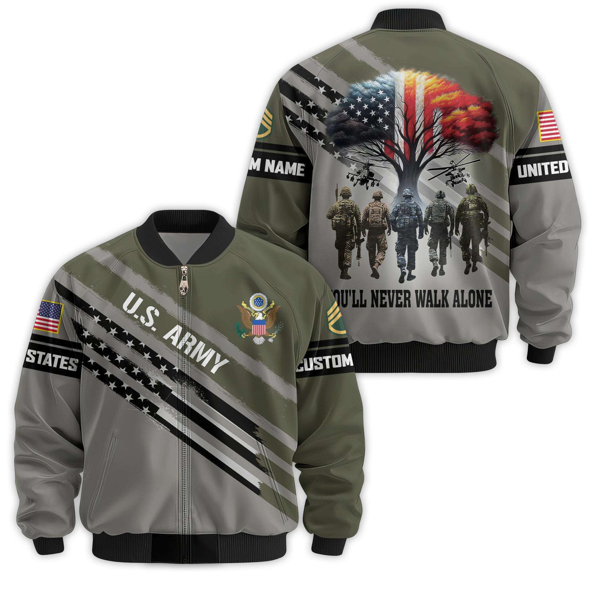 Premium Custom US Army Veteran Bomber Jacket VPVC811311, Waterproof Windbreaker Coat, Army Veteran Gift, Veterans Day Gift