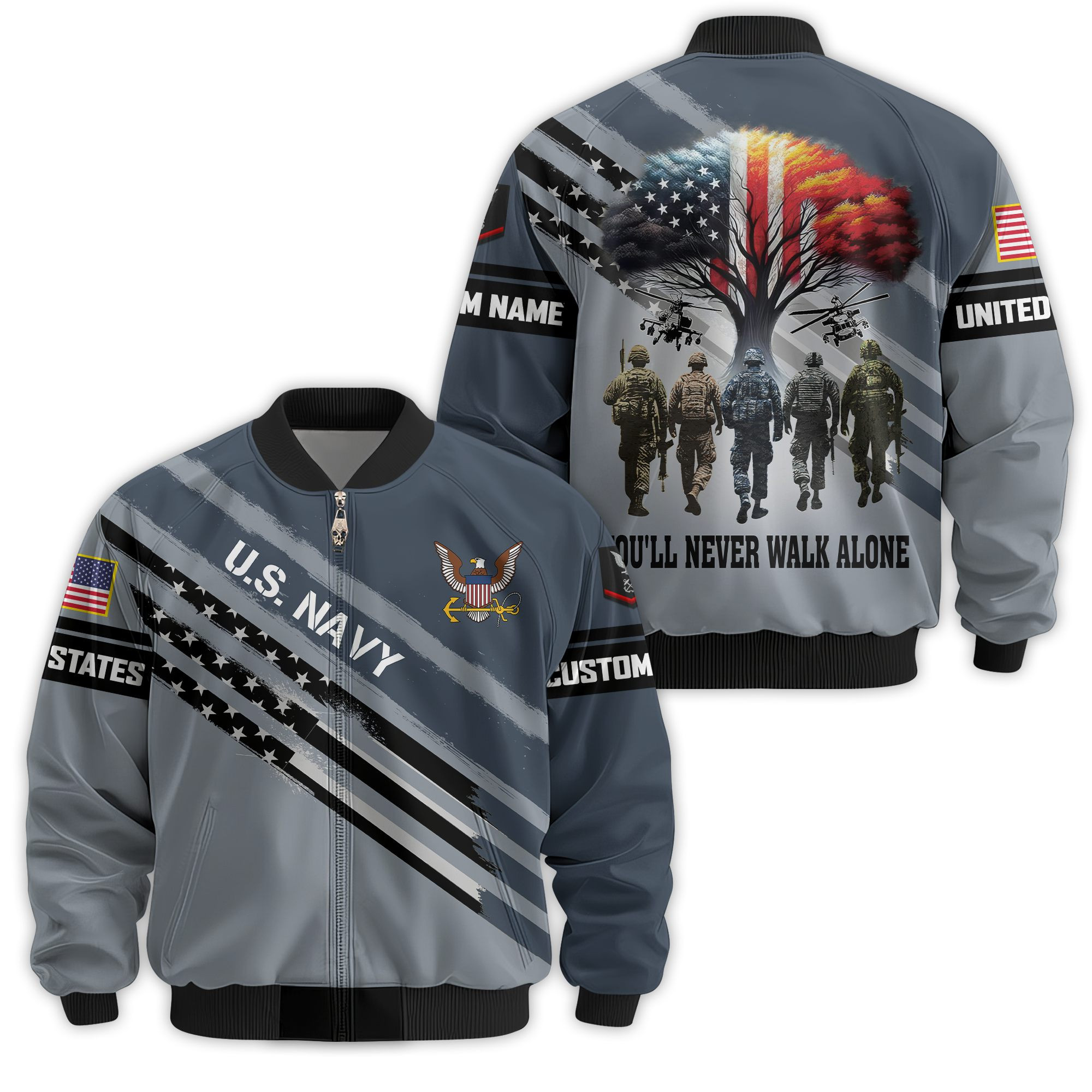 Premium Custom US Navy Veteran Bomber Jacket VPVC811312, Waterproof Windbreaker Coat, Navy Veteran Gift, Veterans Day Gift