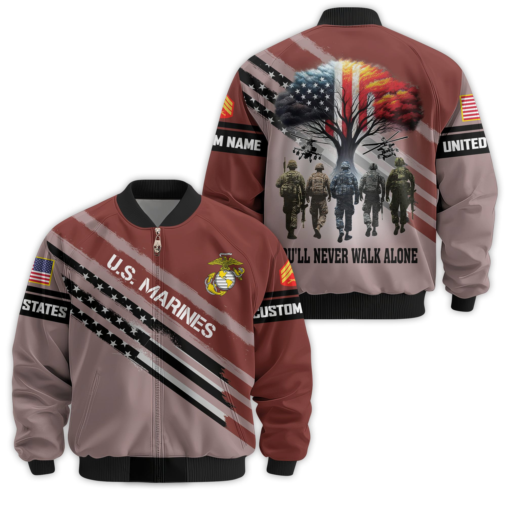 Premium Custom USMC Veteran Bomber Jacket VPVC811313, Waterproof Windbreaker Coat, Marine Veteran Gift, Veterans Day Gift