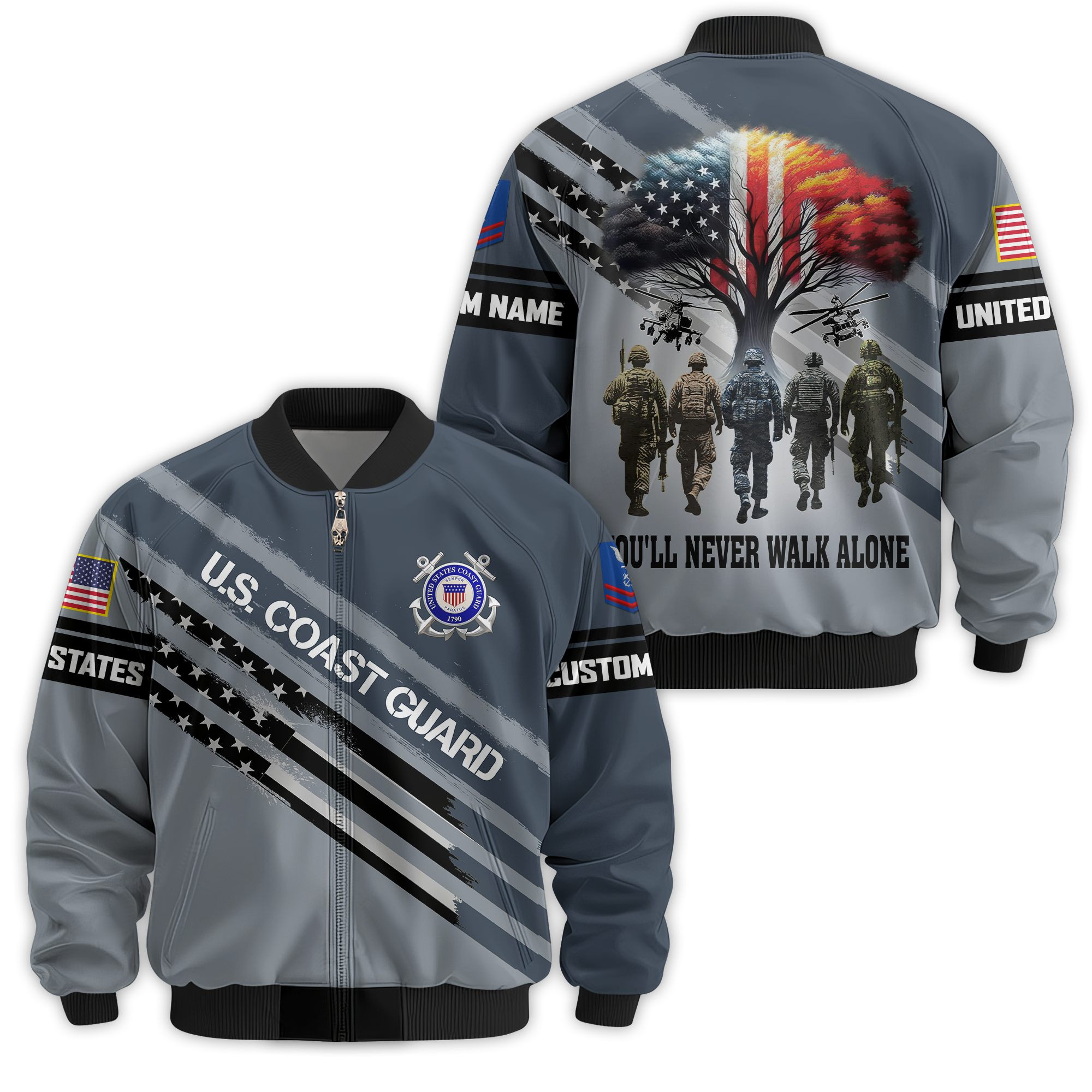 Premium Custom USCG Veteran Bomber Jacket VPVC811315, Waterproof Windbreaker Coat, Coast Guard Veteran Gift, Veterans Day Gift