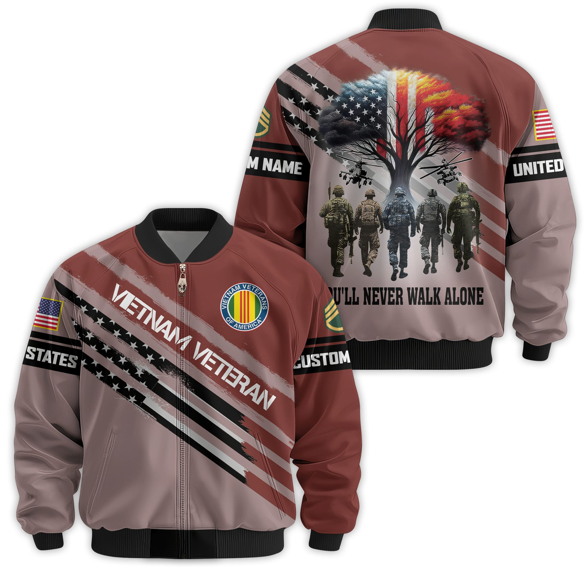 Premium Custom Vietnam Veteran Bomber Jacket VPVC811316, Waterproof Windbreaker Coat, Vietnam Veteran Gift, Veterans Day Gift