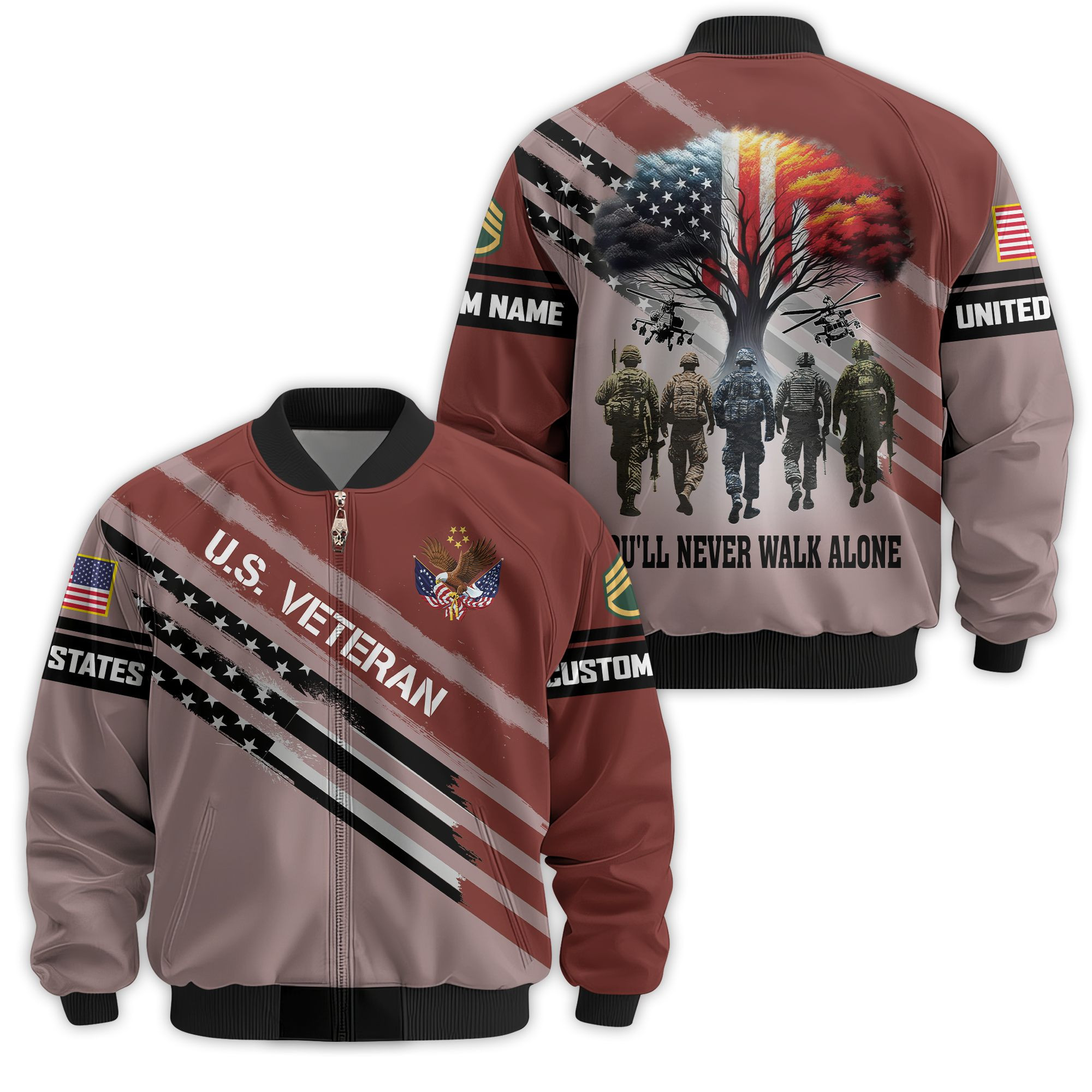 Premium Custom US Veteran Bomber Jacket VPVC811317, Waterproof Windbreaker Coat, US Veteran Gift, Veterans Day Gift