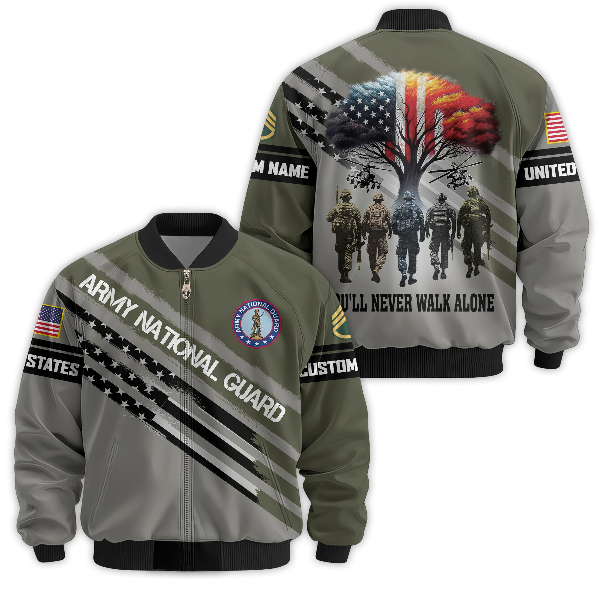 Premium Custom Army National Guard Veteran Bomber Jacket VPVC811318, Waterproof Windbreaker Coat, Army National Guard Veteran Gift, Veterans Day Gift
