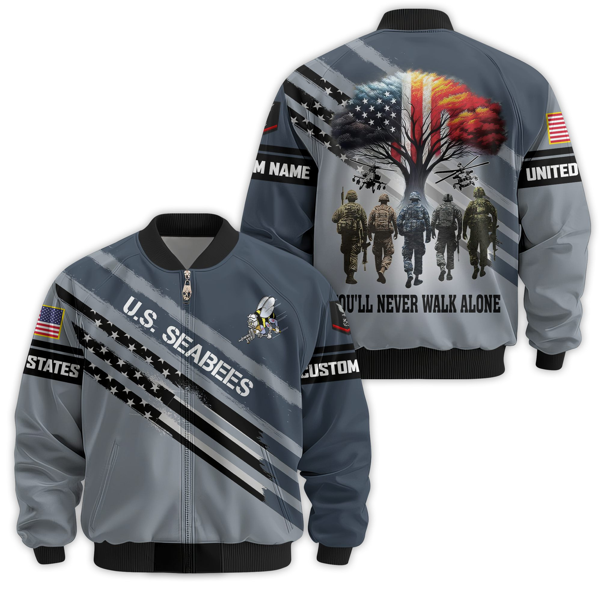 Premium Custom US Seabees Veteran Bomber Jacket VPVC811319, Waterproof Windbreaker Coat, Seabees Veteran Gift, Veterans Day Gift