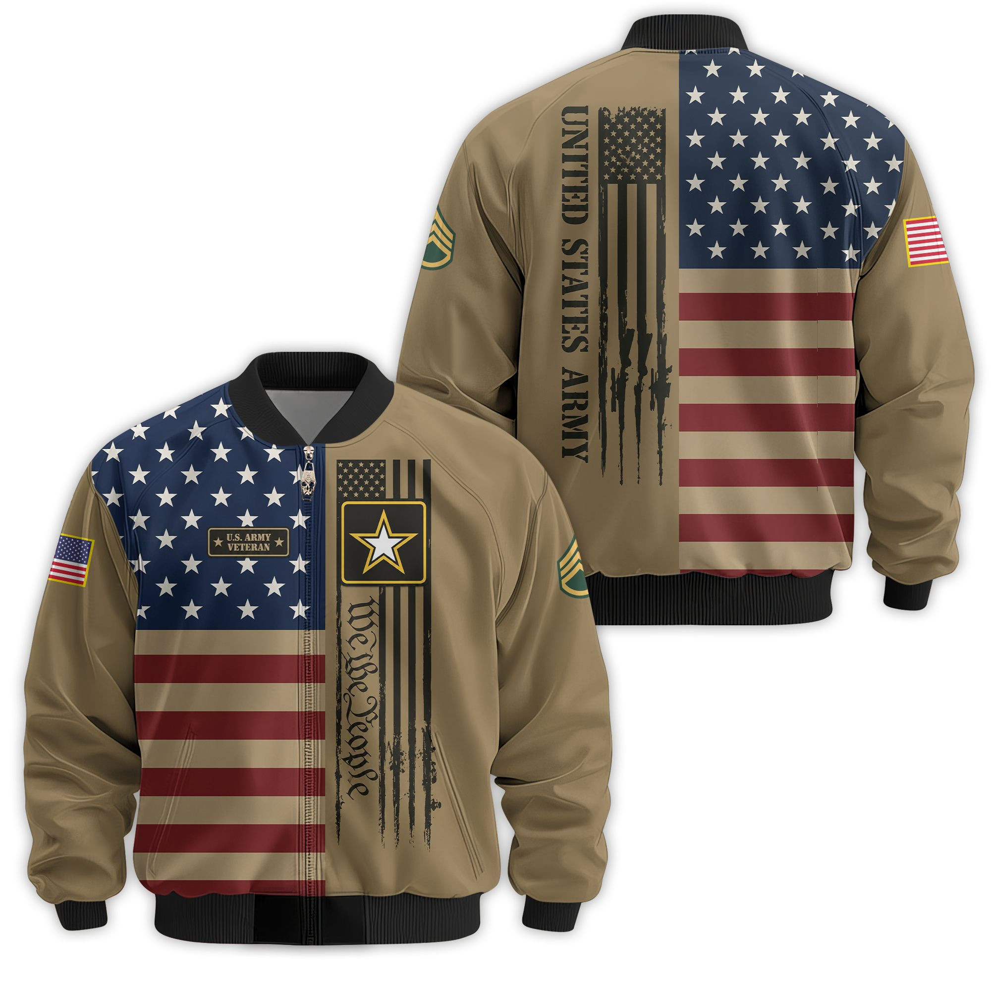 Premium Custom US Army Veteran Bomber Jacket VPVC811321, Waterproof Windbreaker Coat, Army Veteran Gift, Veterans Day Gift