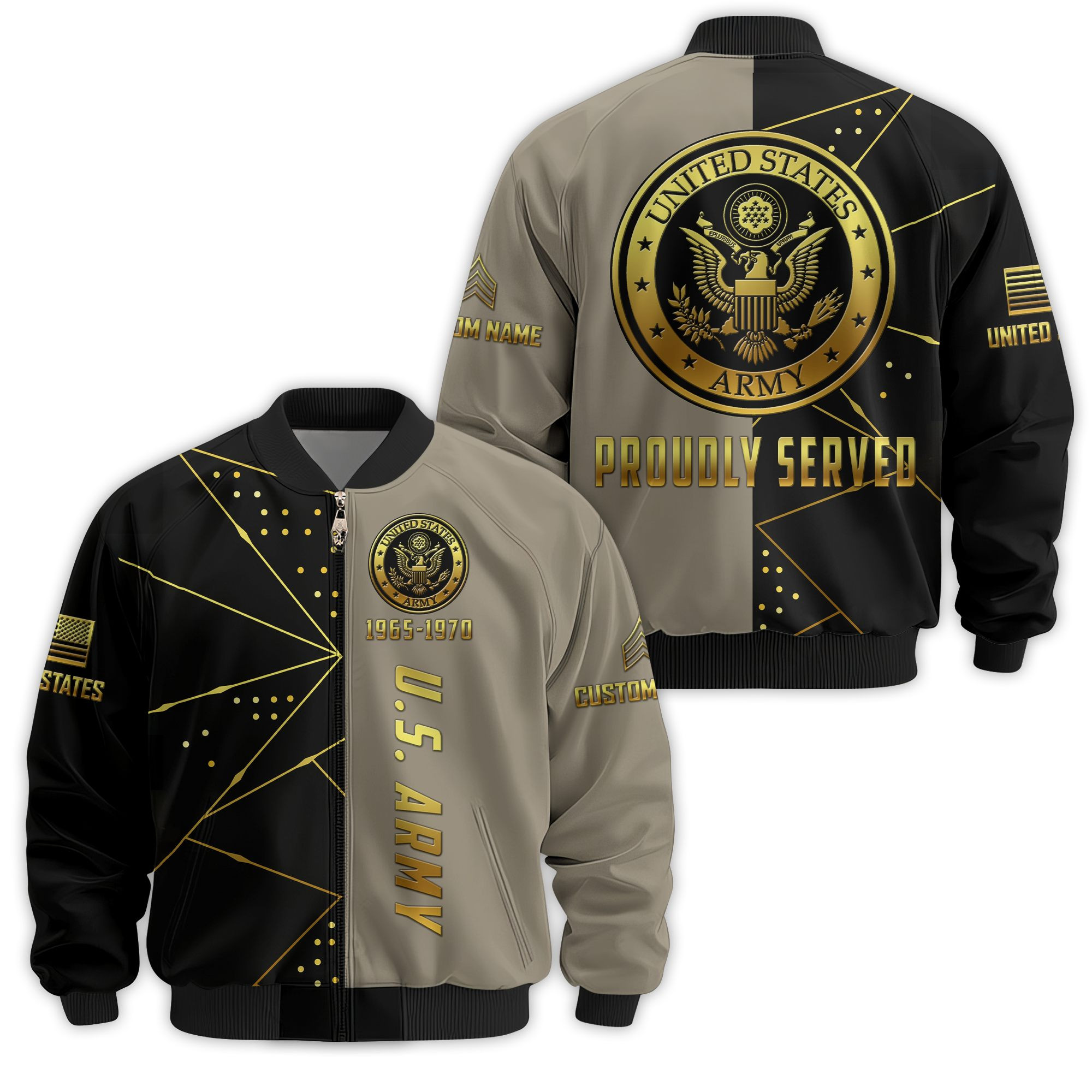 Premium Custom US Army Veteran Bomber Jacket VPVC811341, Waterproof Windbreaker Coat, Army Veteran Gift, Veterans Day Gift