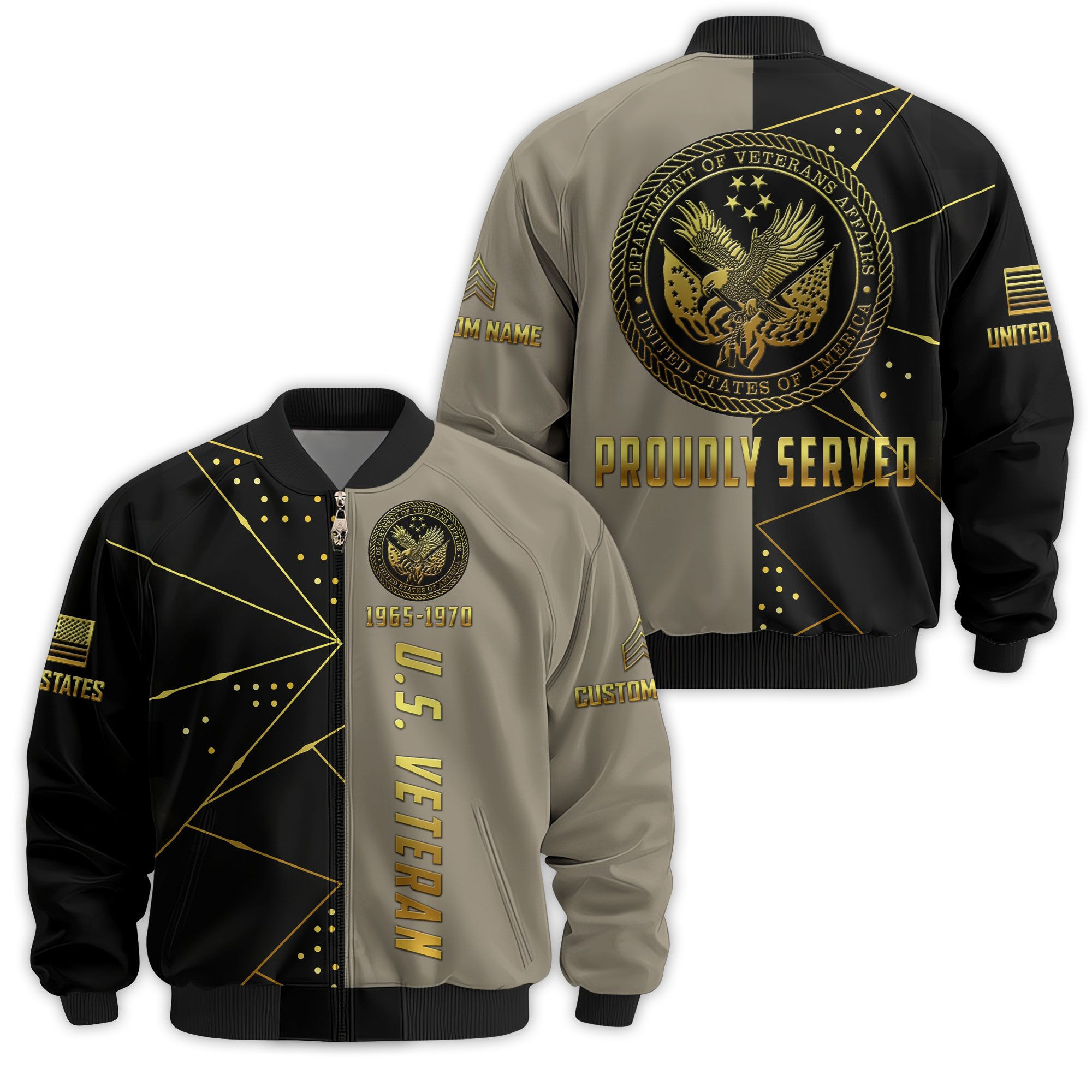 Premium Custom US Veteran Bomber Jacket VPVC811347, Waterproof Windbreaker Coat, US Veteran Gift, Veterans Day Gift