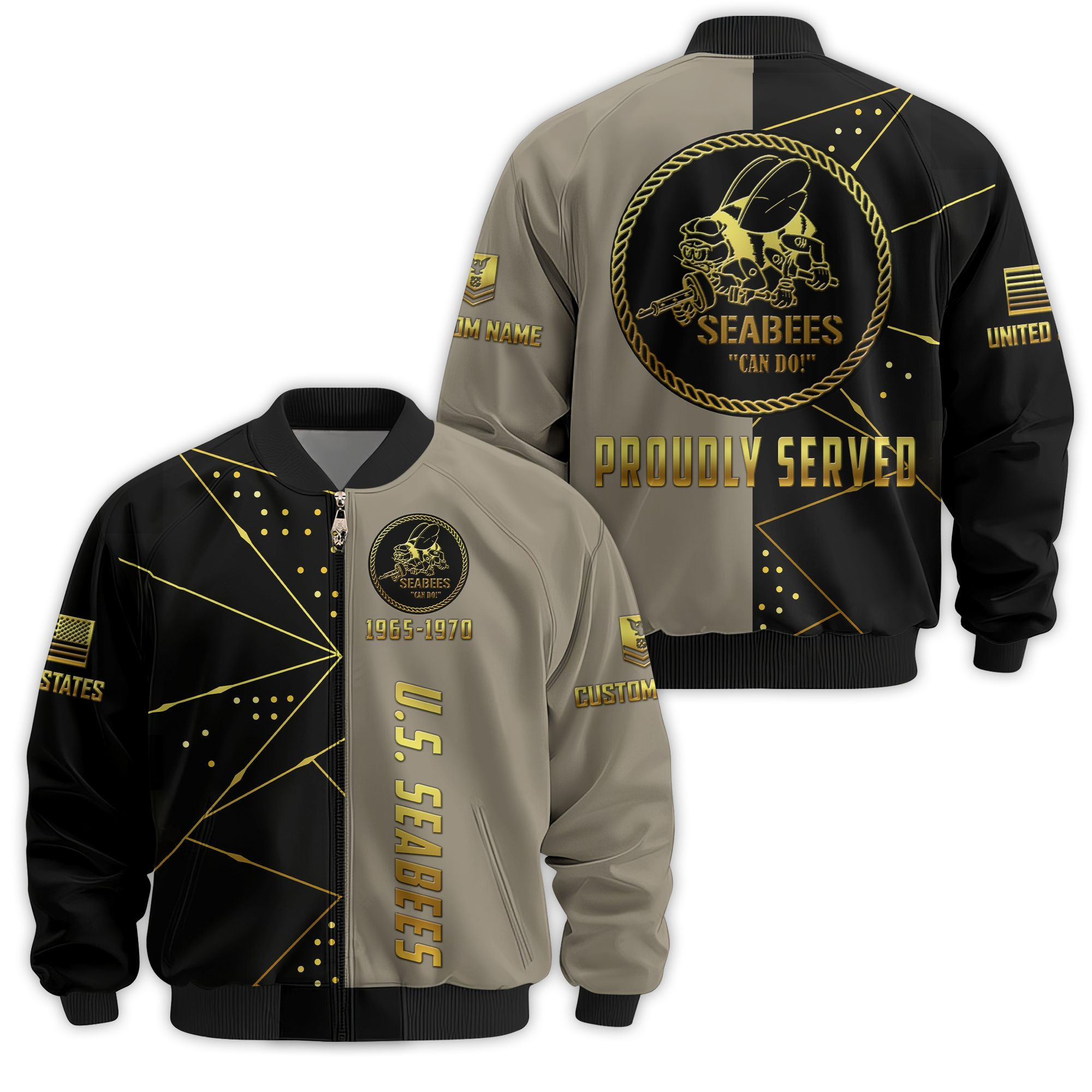 Premium Custom US Seabees Veteran Bomber Jacket VPVC811349, Waterproof Windbreaker Coat, Seabees Veteran Gift, Veterans Day Gift