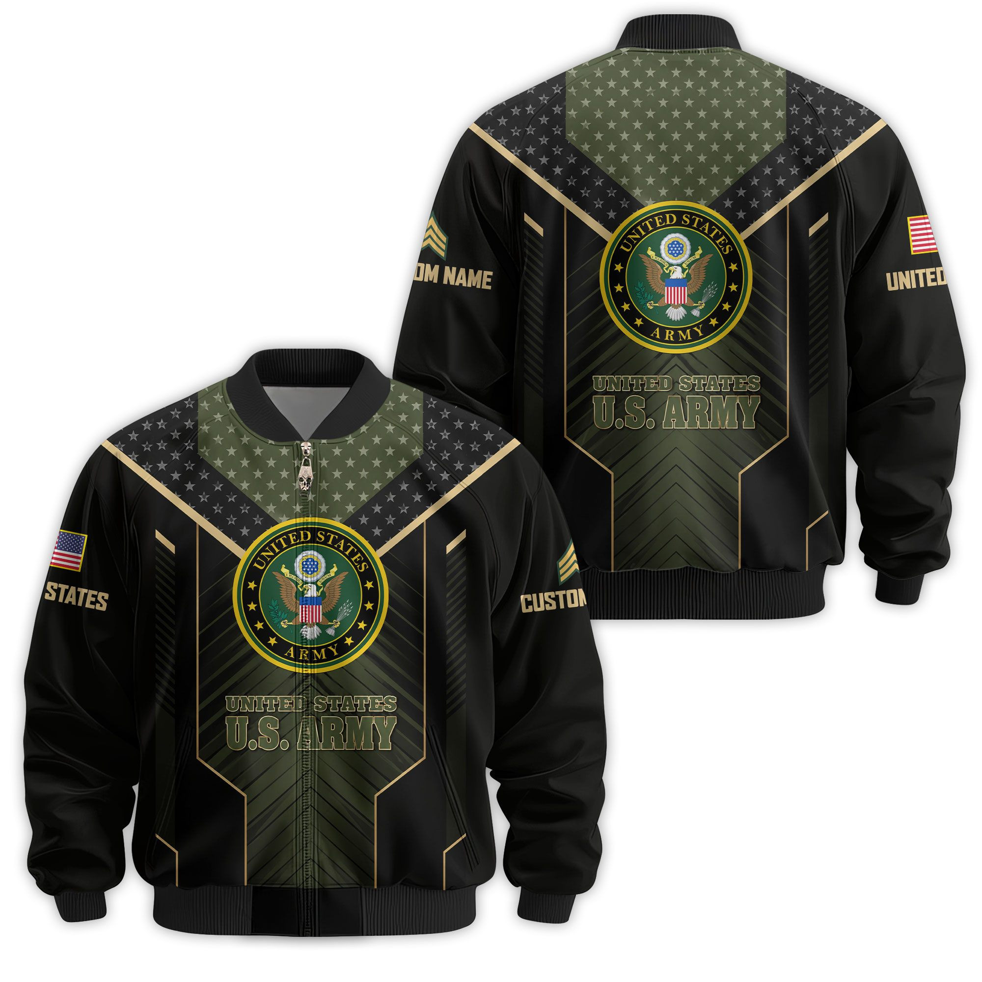 Premium Custom US Army Veteran Bomber Jacket VPVC811351, Waterproof Windbreaker Coat, Army Veteran Gift, Veterans Day Gift