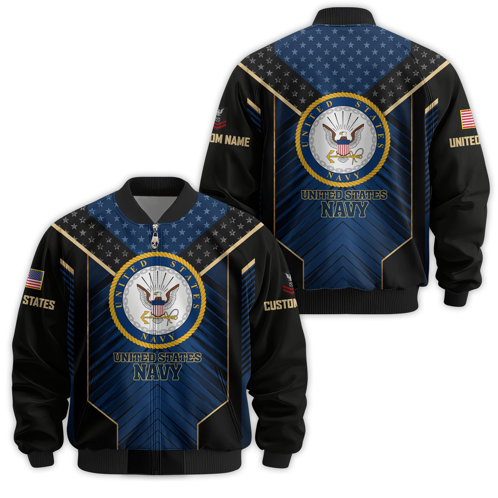 Premium Custom US Navy Veteran Bomber Jacket VPVC811352, Waterproof Windbreaker Coat, Navy Veteran Gift, Veterans Day Gift