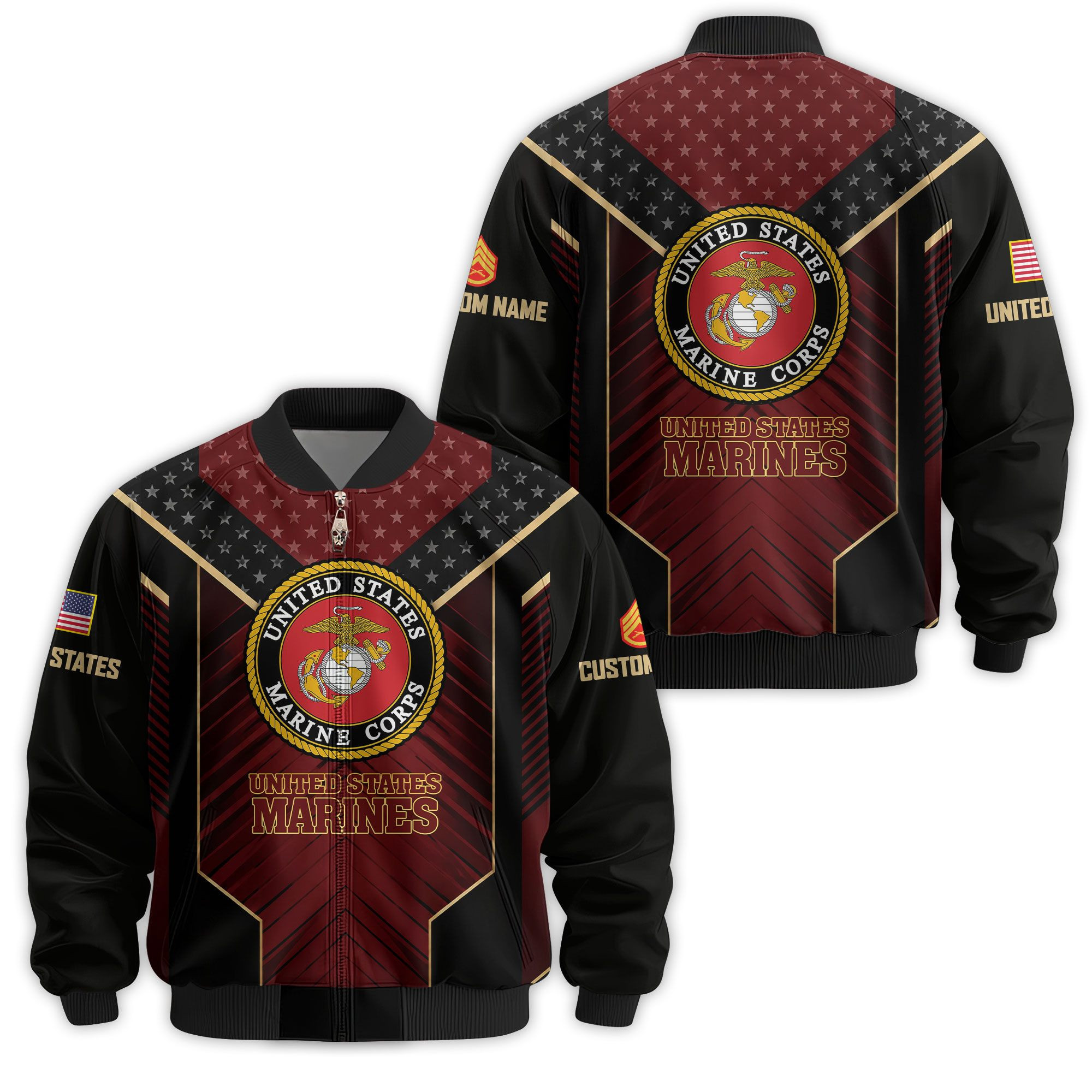 Premium Custom USMC Veteran Bomber Jacket VPVC811353, Waterproof Windbreaker Coat, Marine Veteran Gift, Veterans Day Gift